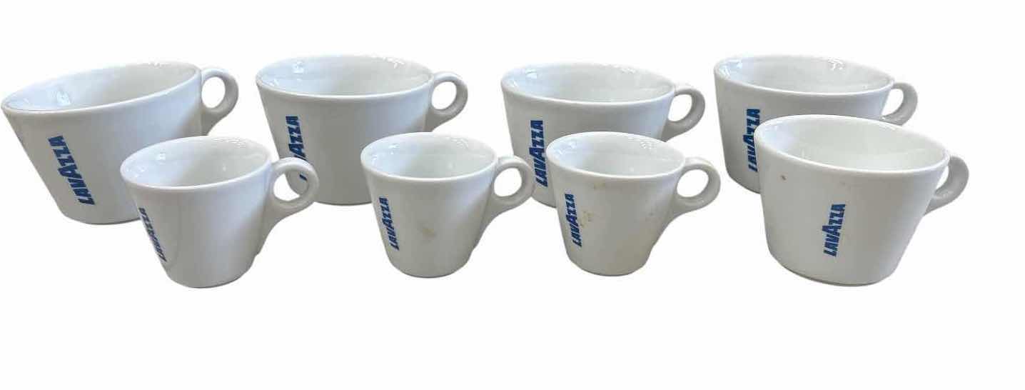 Photo 1 of 8-PCS LAVAZZA ESPRESSO & CAPPUCCINO WHITE CUPS D4”