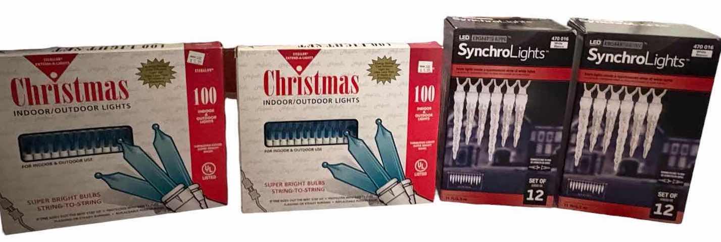 Photo 1 of 4-PCS CHRISTMAS INDOOR/OUTDOOR LIGHTS & SYNCHROLIGHTS LED ICICLE LIGHTS