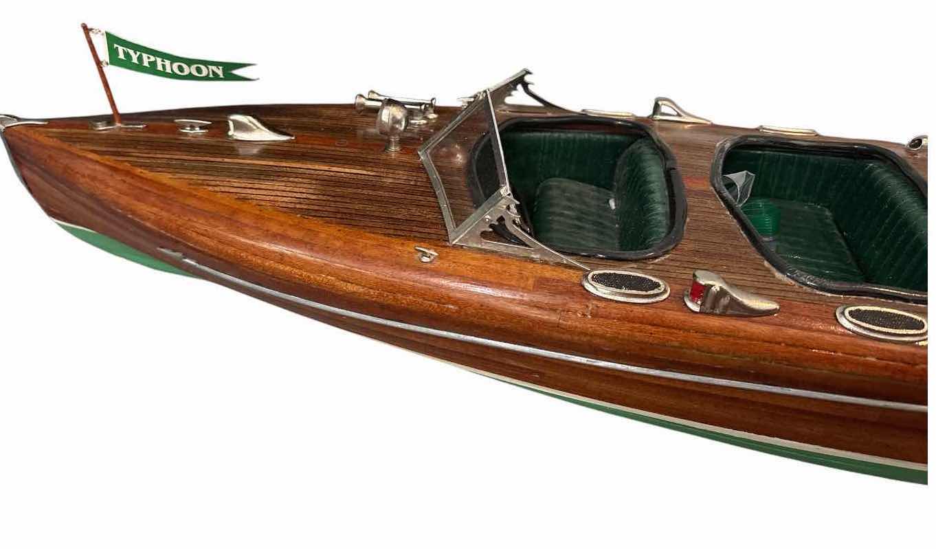 Photo 1 of LARGE HANDCRAFTED WOODEN “TYPHOON” VINTAGE SPEEDBOAT DISPLAY MODEL L43”