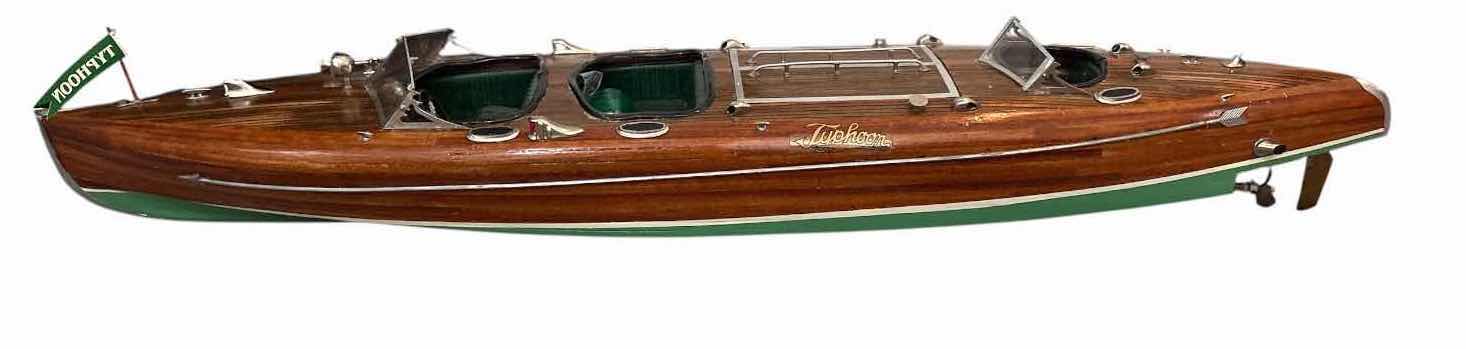 Photo 1 of LARGE HANDCRAFTED WOODEN “TYPHOON” VINTAGE SPEEDBOAT DISPLAY MODEL L43”