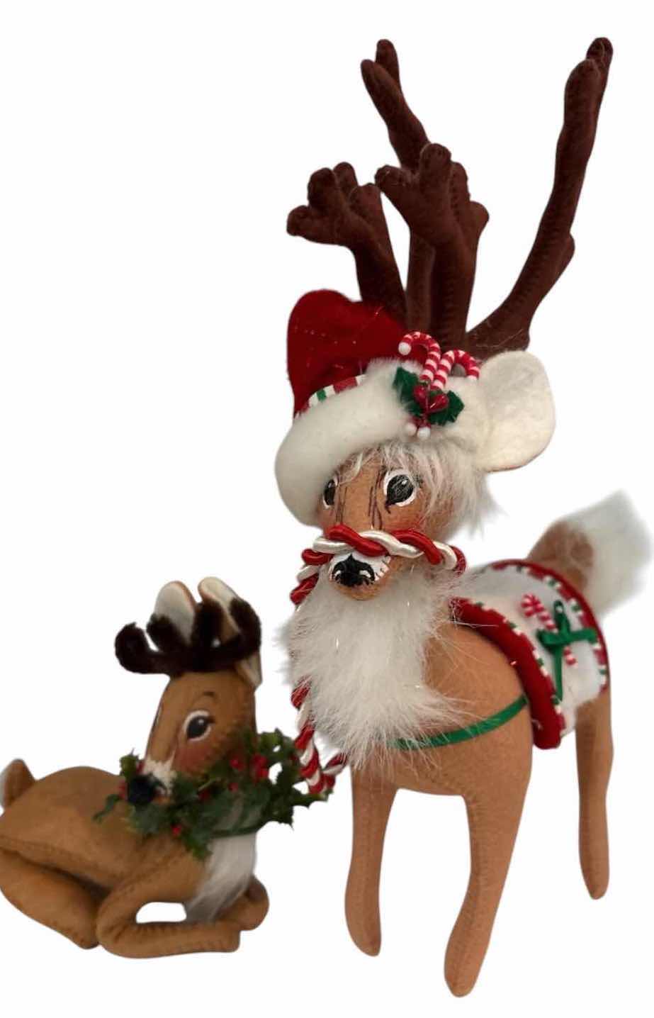 Photo 1 of 3-PCS ANNALEE CHRISTMAS MOUSE & REINDEER HOLIDAY FIGURES H11”