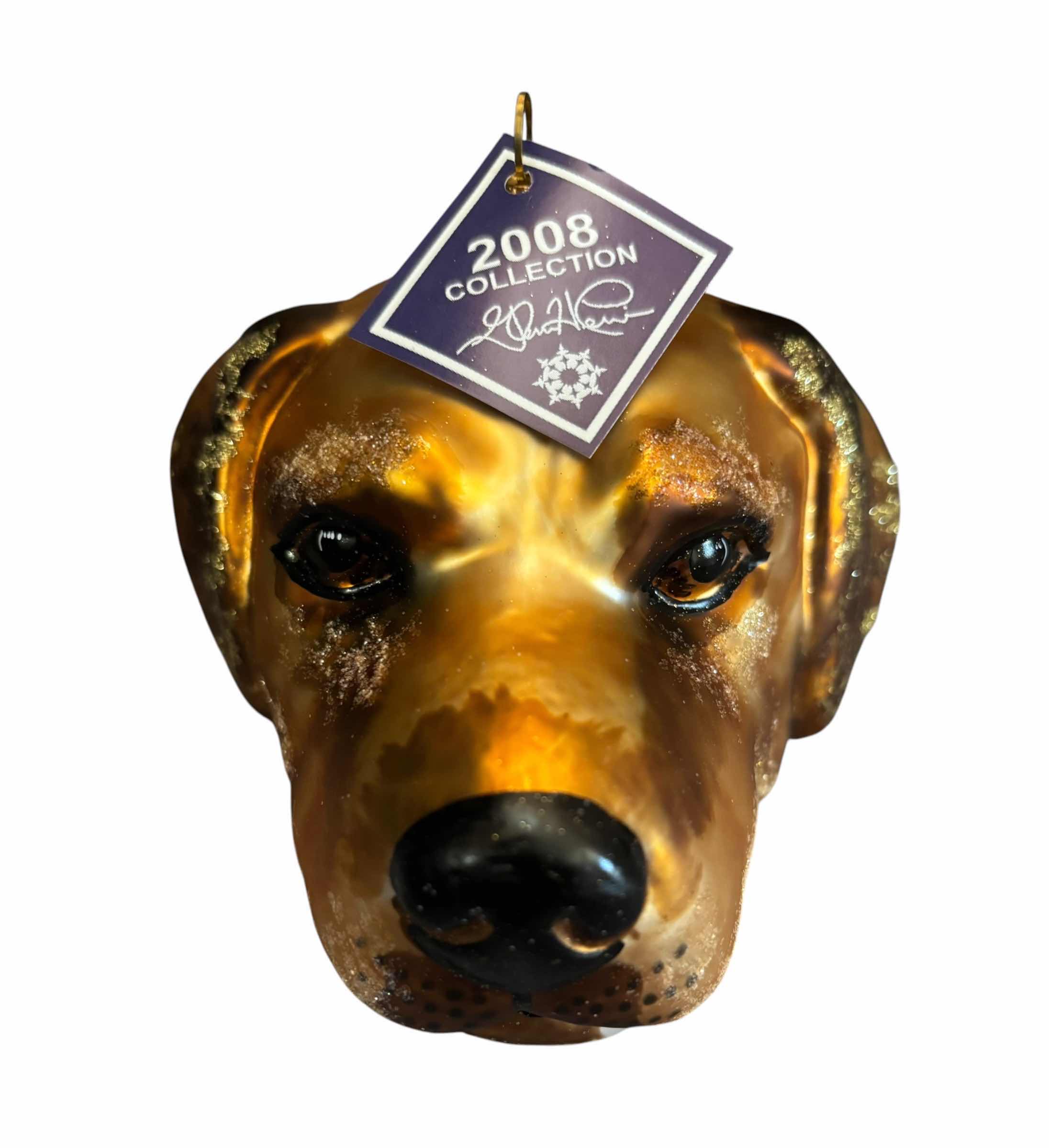 Photo 1 of FOUR SLAVIC TREASURES COLLECTIBLE BLOWN GLASS ORNAMENTS/FIGURINES: YELLOW LAB, WHITE LION, KOALA & LION HEAD