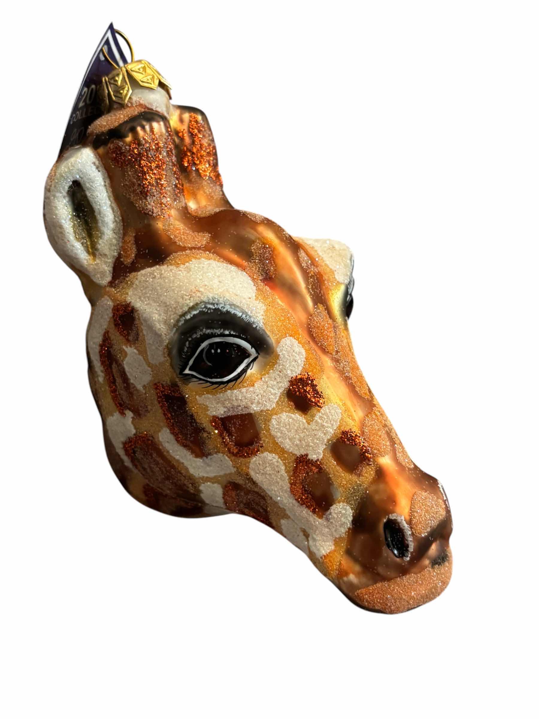 Photo 1 of FOUR SLAVIC TREASURES COLLECTIBLE BLOWN GLASS ORNAMENTS/FIGURINES: GIRAFFE HEAD, ZEBRA HEAD, OSTRICH HEAD & CHEETAH-SUBIRA-SHAMBALA