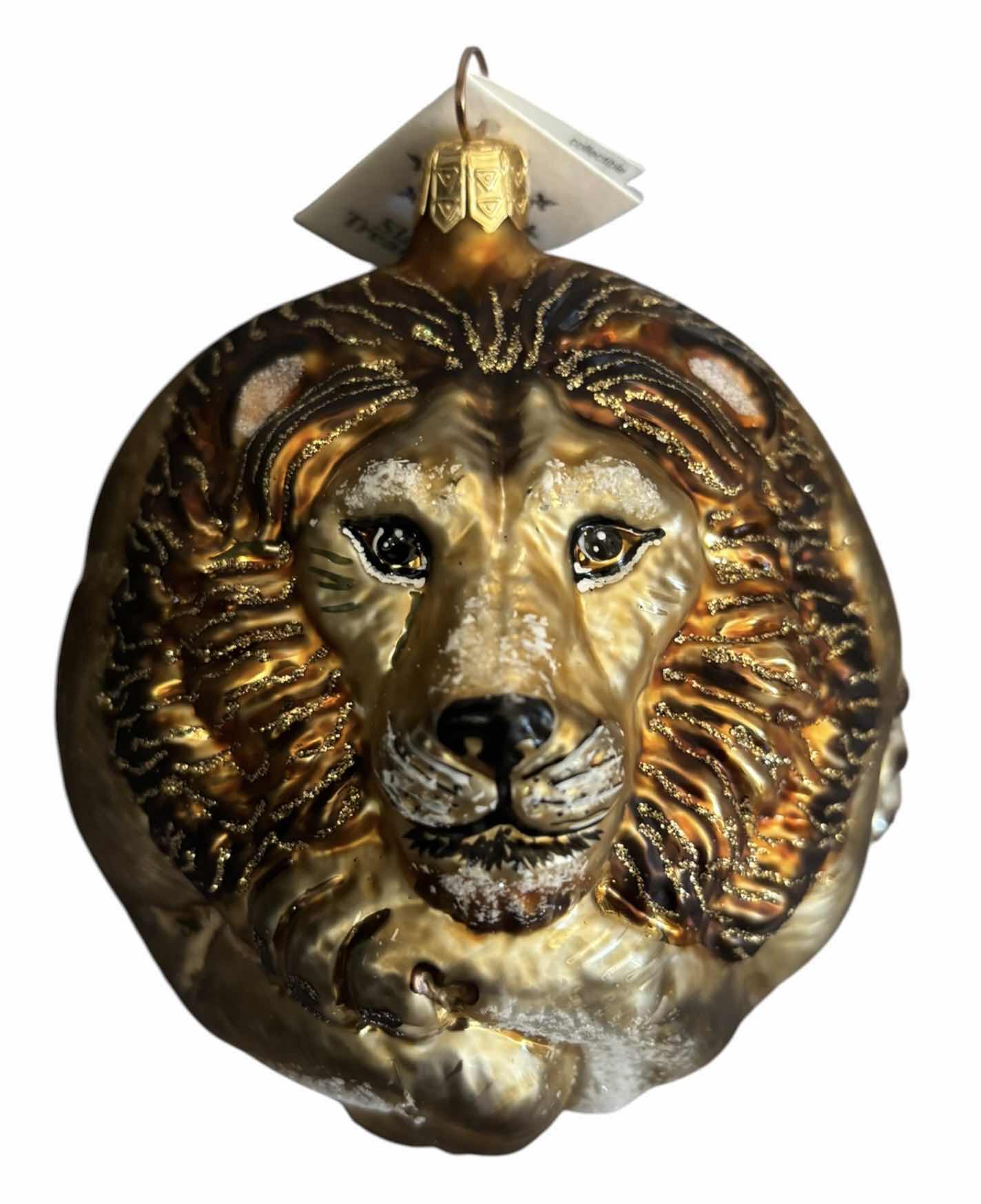 Photo 1 of 4-SLAVIC TREASURES COLLECTIBLE BLOWN GLASS ORNAMENTS/FIGURINES: ANIBALLS LION, LIONESS HEAD, TIGER FULL BODY & ANIBALLS FROG