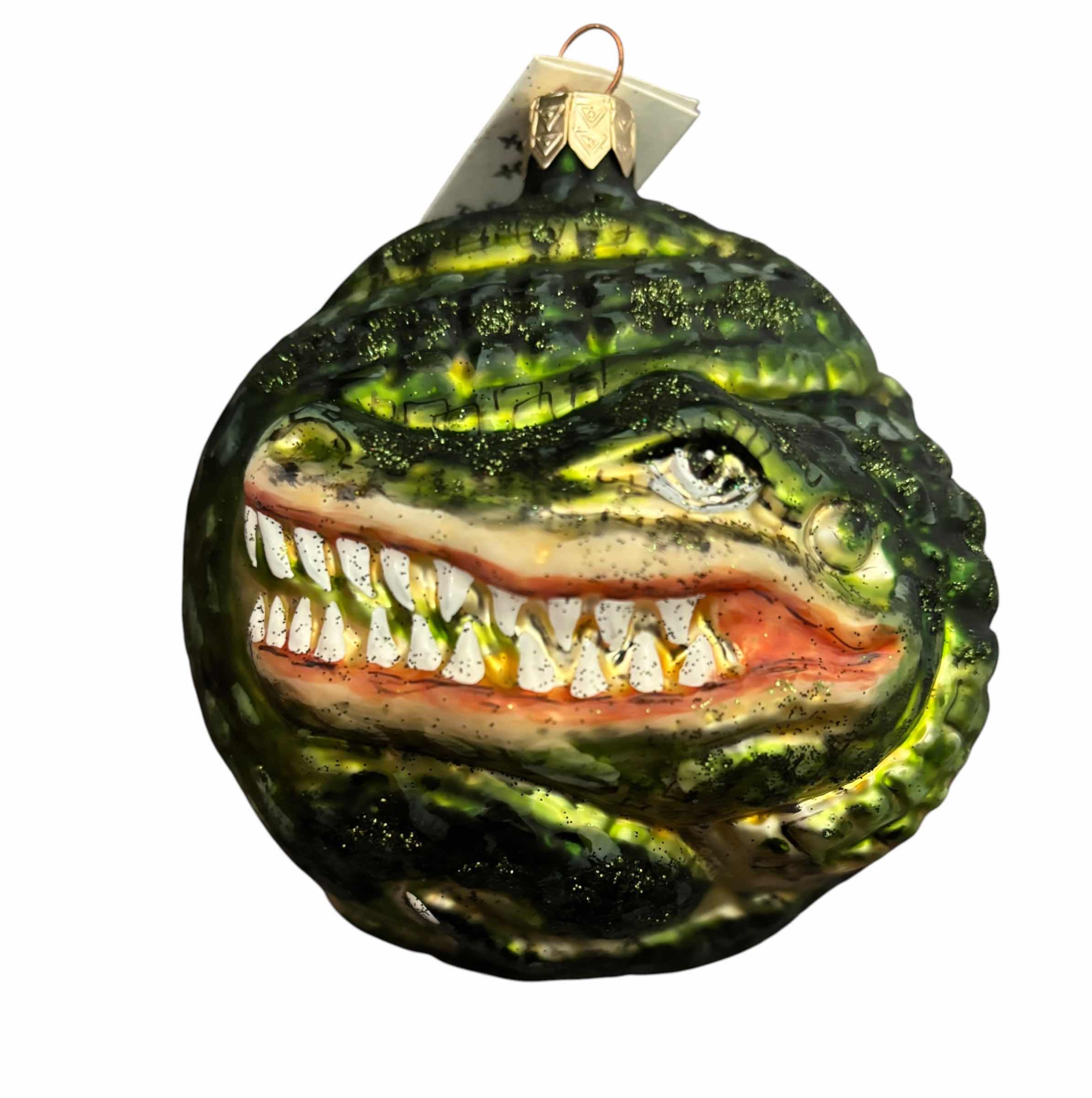 Photo 1 of FOUR SLAVIC TREASURES COLLECTIBLE BLOWN GLASS ORNAMENTS/FIGURINES: ELEPHANT HEAD, ANIBALLS CHIMP, ALLIGATOR & SWIRL LION