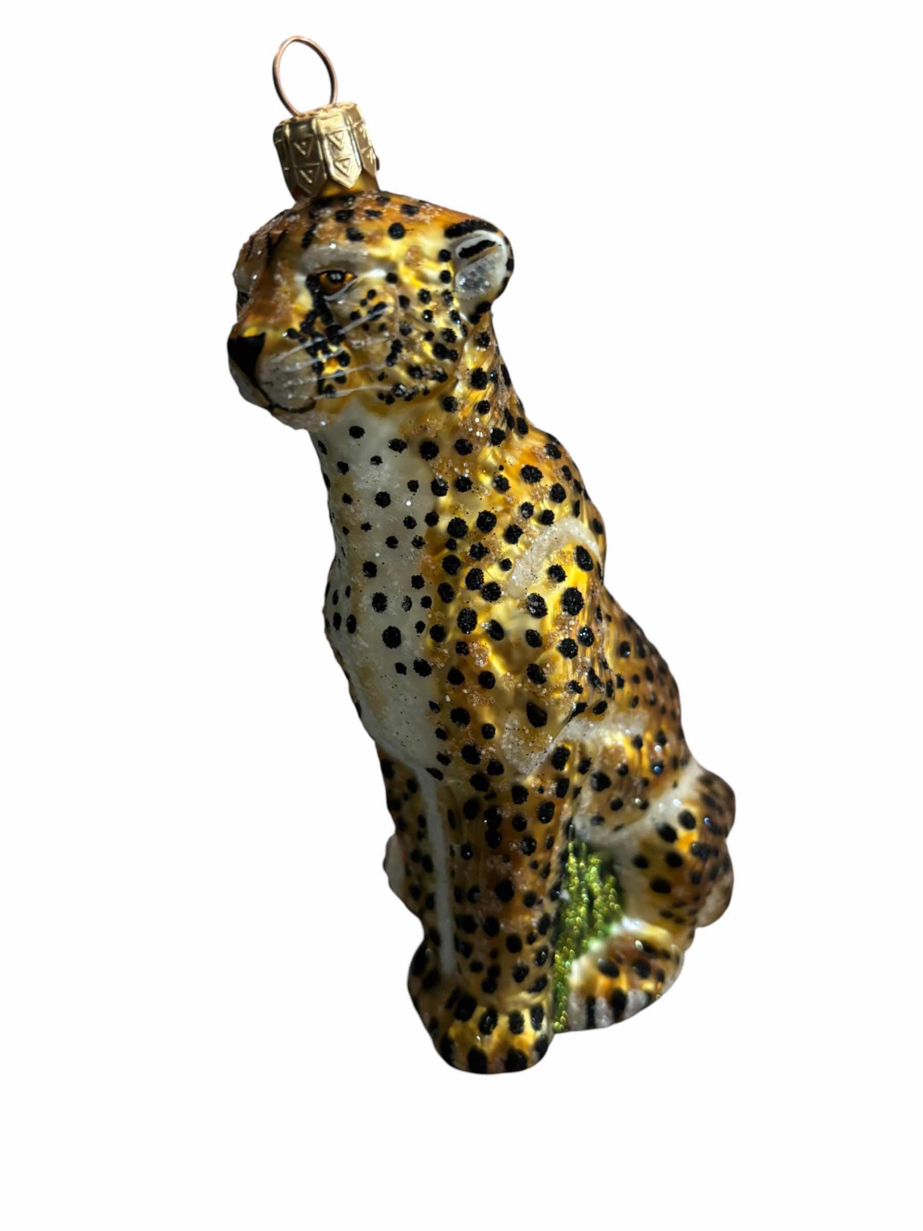 Photo 1 of TWO SLAVIC TREASURES COLLECTIBLE BLOWN GLASS ORNAMENTS/FIGURINES: CHEETAH FIGURE & BENGAL TIGER