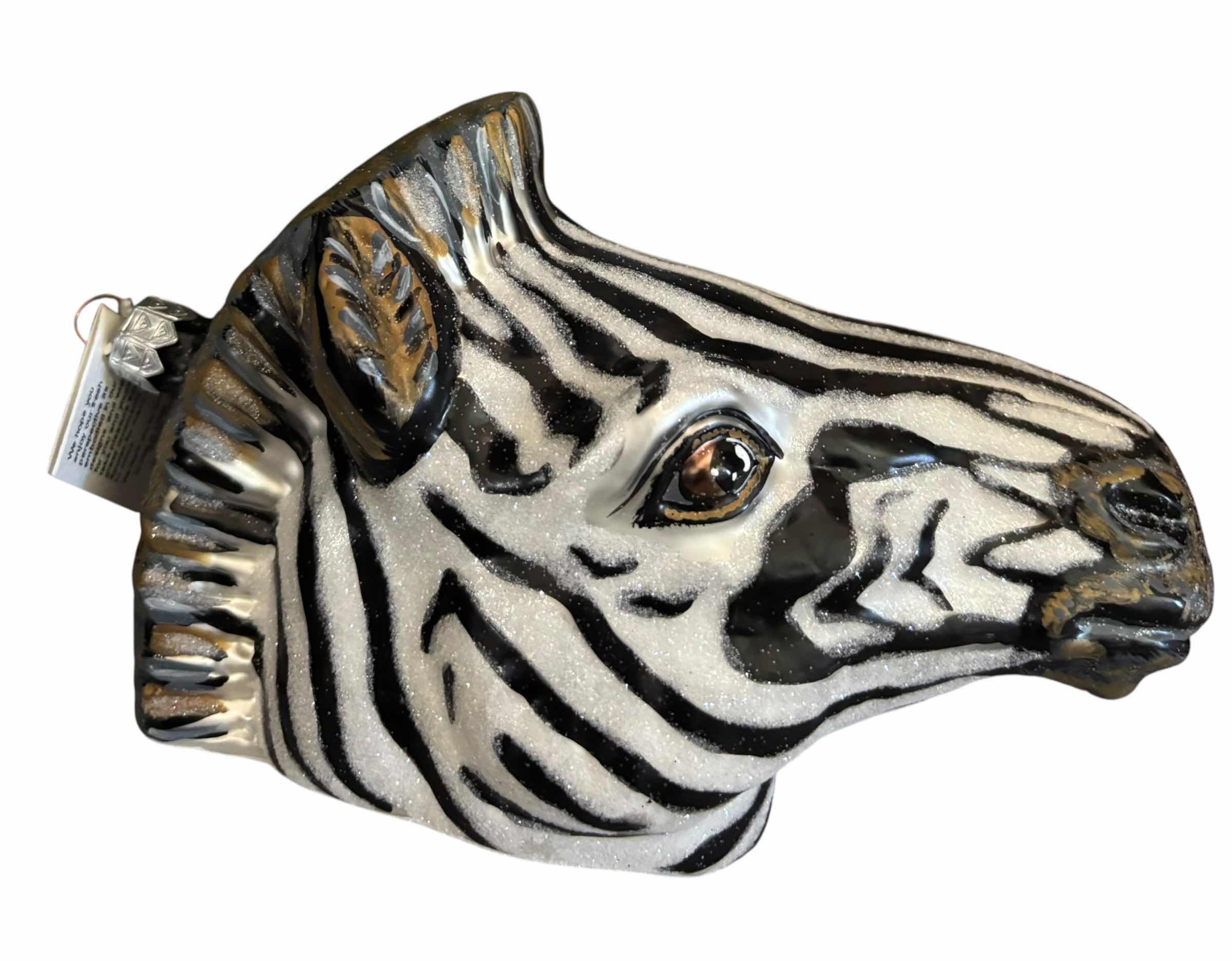 Photo 1 of TWO SLAVIC TREASURES COLLECTIBLE BLOWN GLASS ORNAMENTS/FIGURINES: ZEBRA & GORILLA