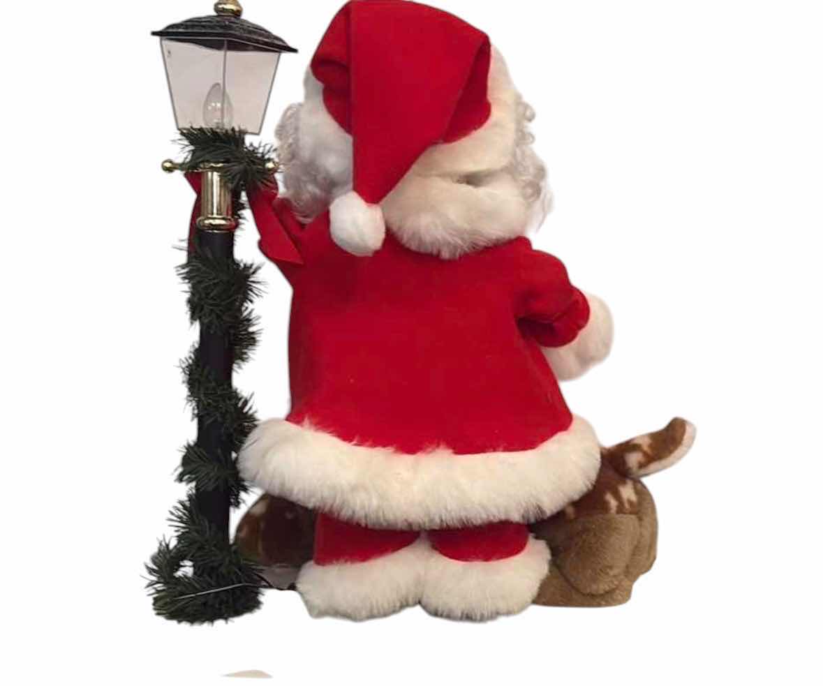 Photo 1 of SANTAS BEST LARGE CHRISTMAS SANTA & FAWN HOLIDAY DISPLAY WITH LIGHTED STREET LAMP H19.5”