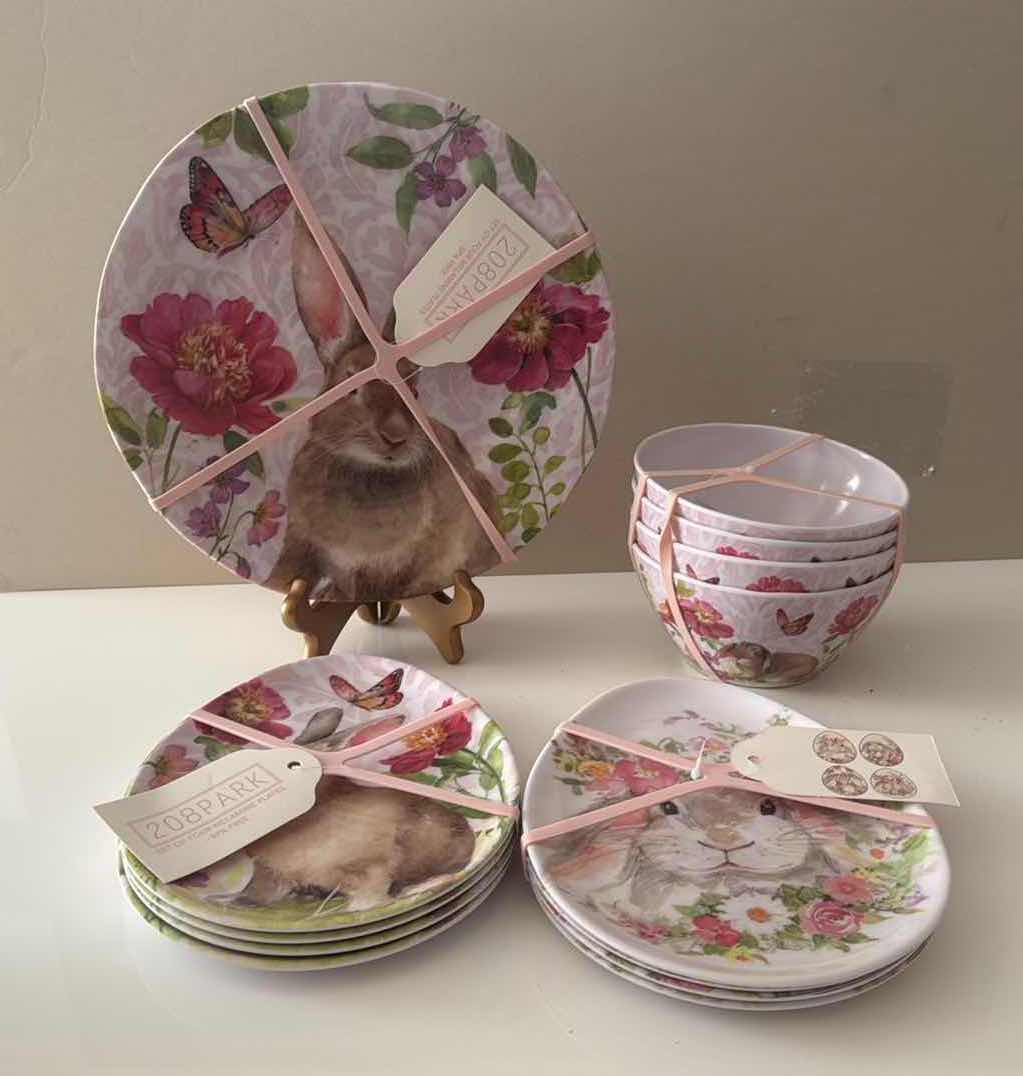 Photo 1 of 16PCS-EASTER BUNNY MELAMINE DISHES