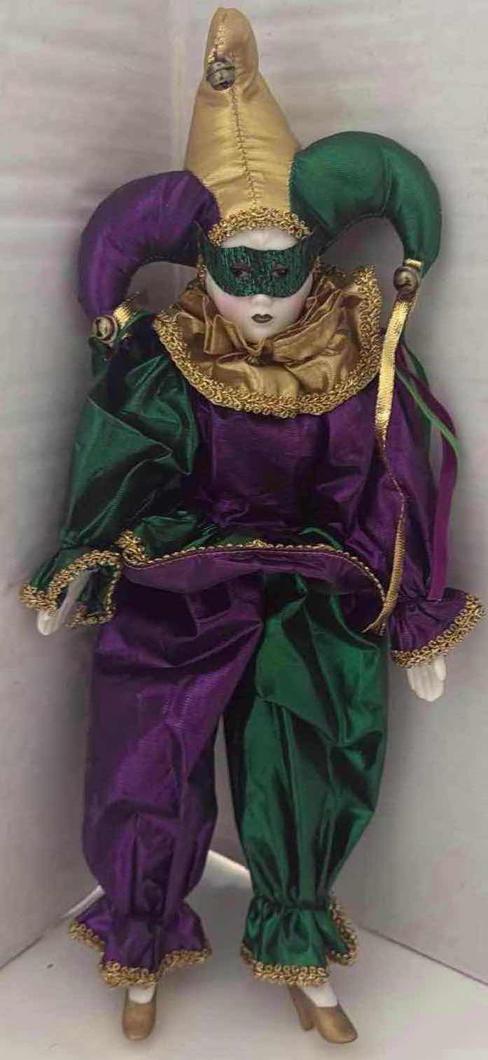 Photo 1 of PORCELAIN MARDI GRAS CLOWN 17”H