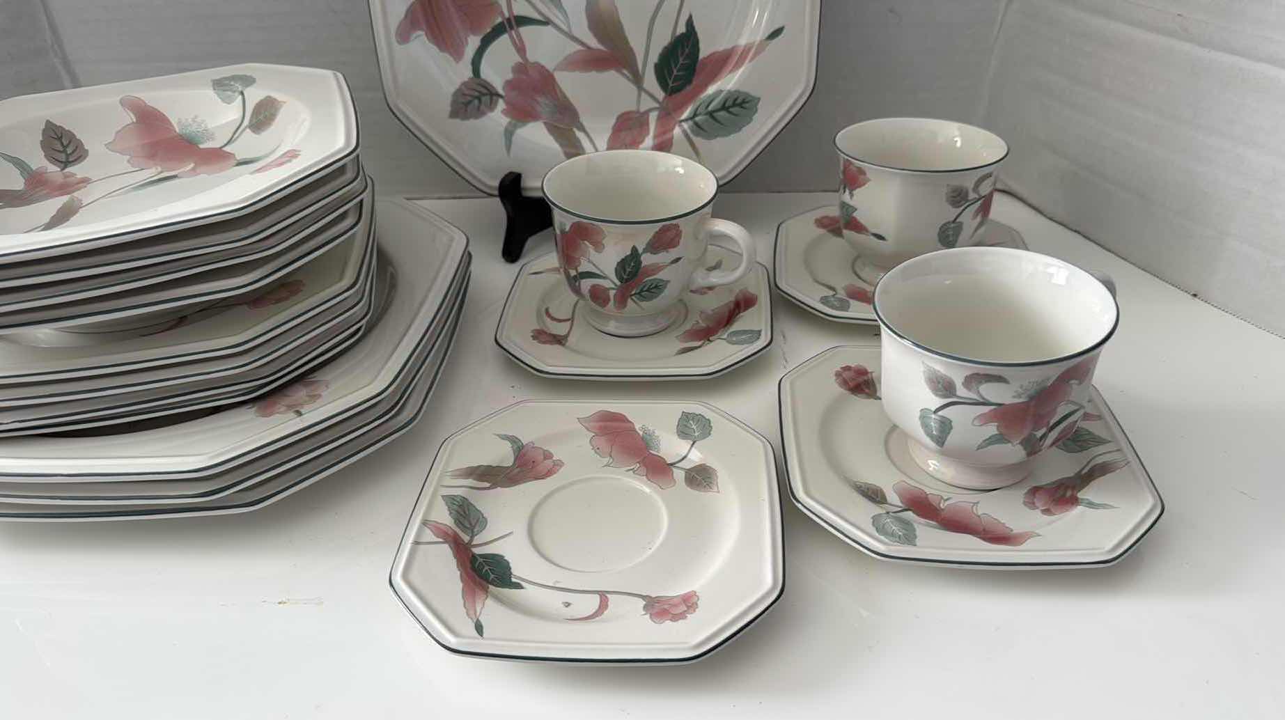 Photo 1 of 19 PCS-MIKASA CONTINENTAL “SILK FLOWERS” DISHES