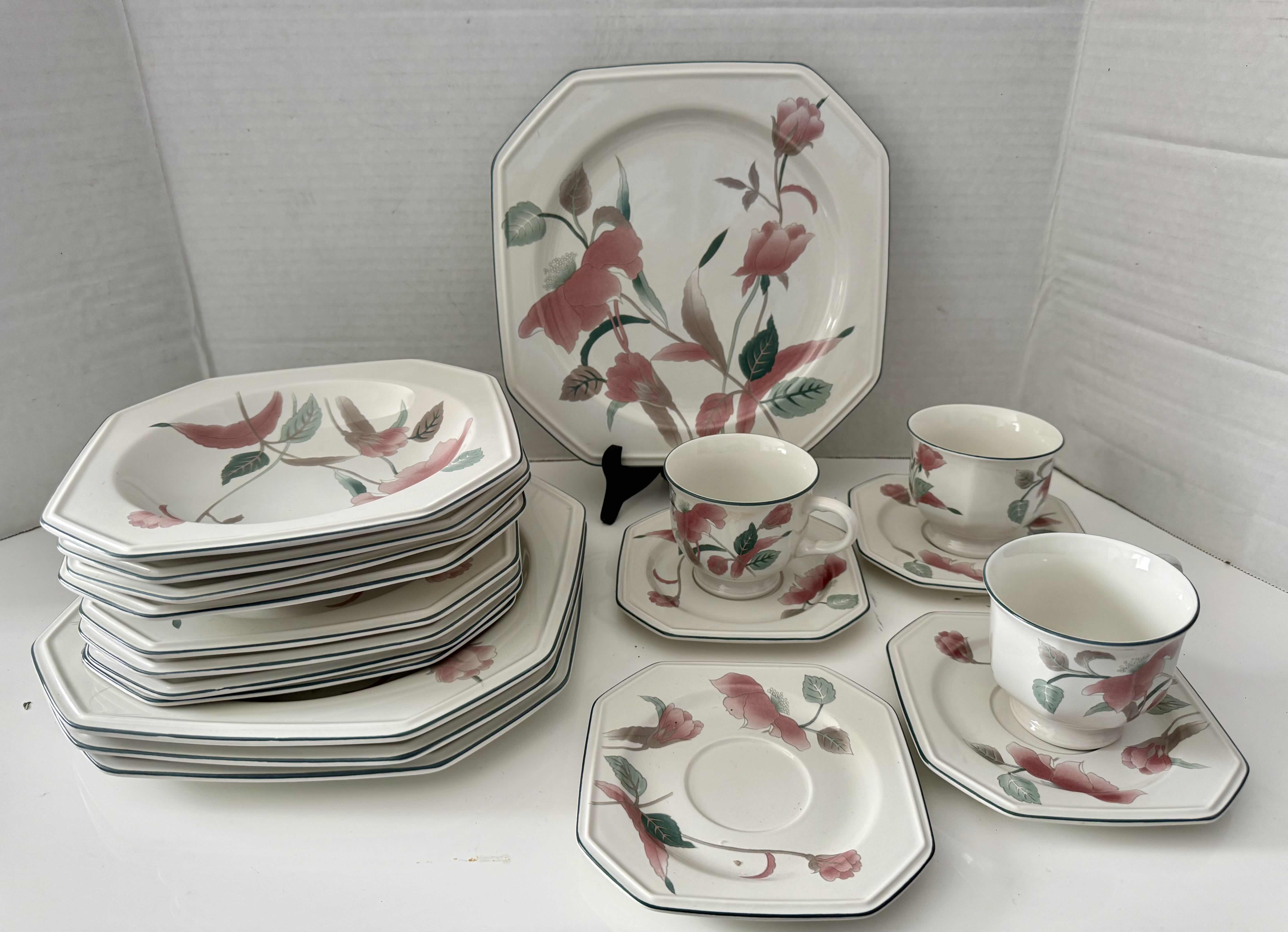 Photo 1 of 19 PCS-MIKASA CONTINENTAL “SILK FLOWERS” DISHES
