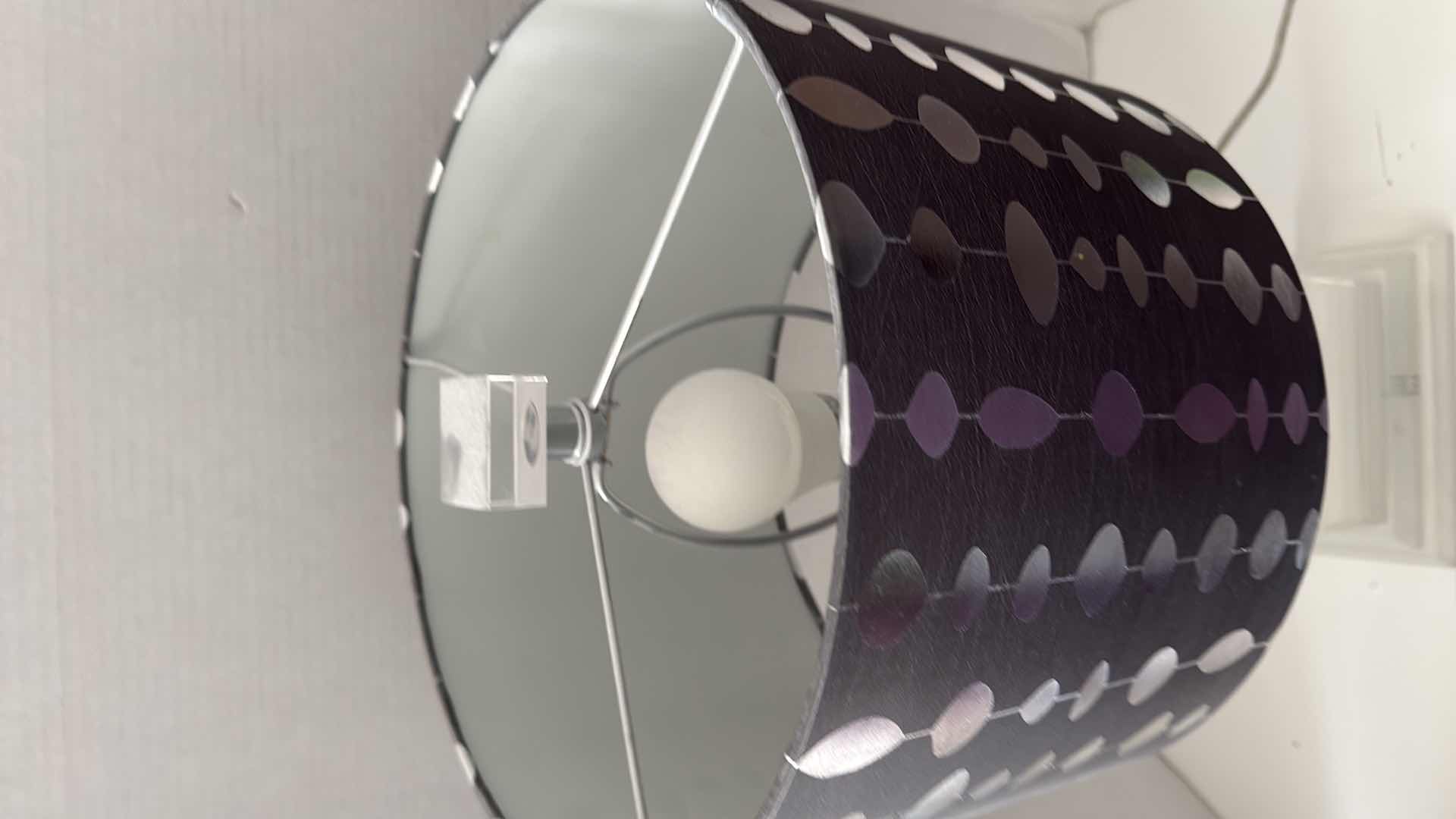 Photo 1 of HEAVY ACRYLIC TABLE LAMP W GREY MODERN SHADE H28”