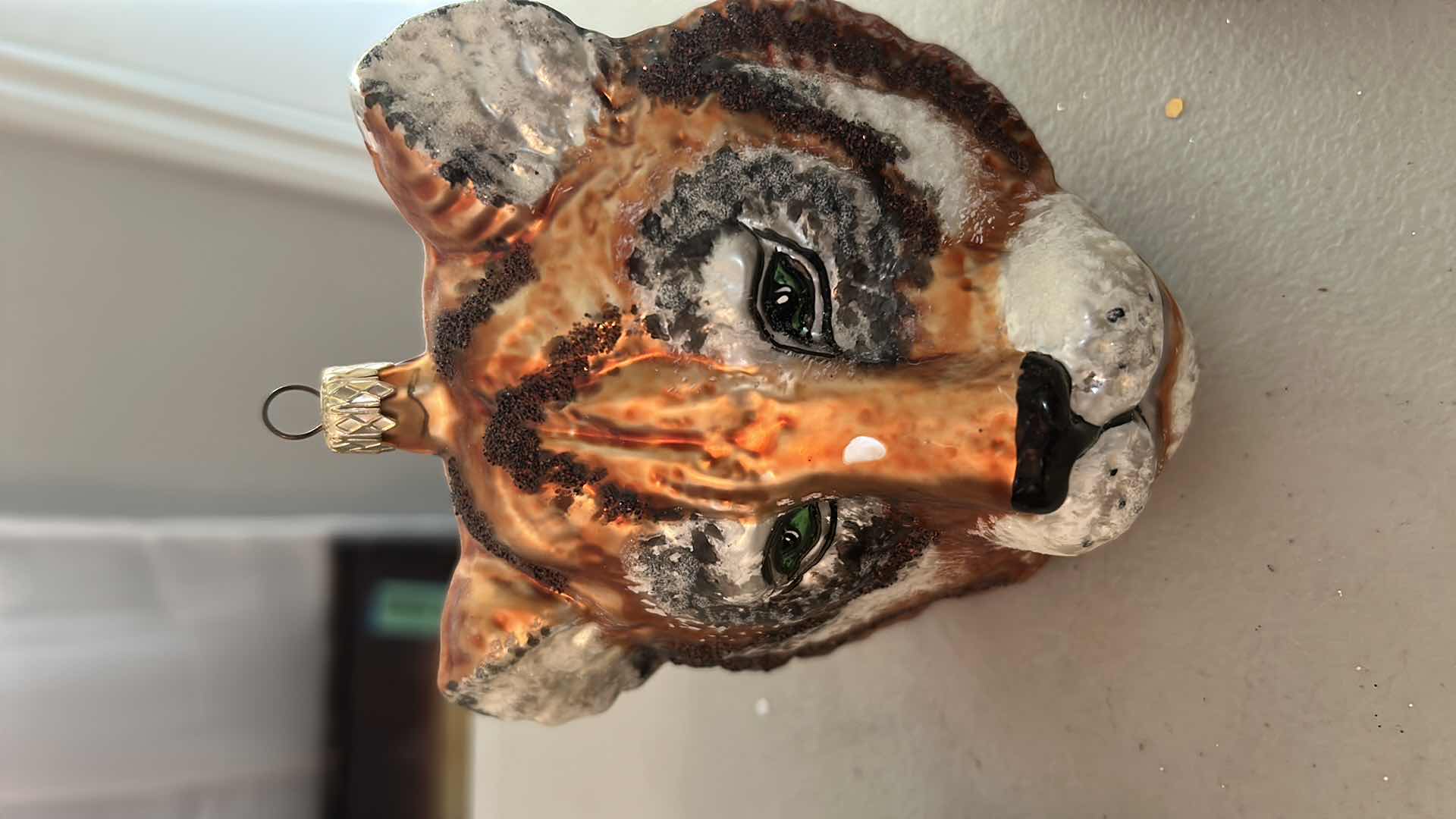 Photo 1 of 4-MOUTH BLOWN & HAND PAINTED GLASS ANIMAL HEAD ORNAMENTS