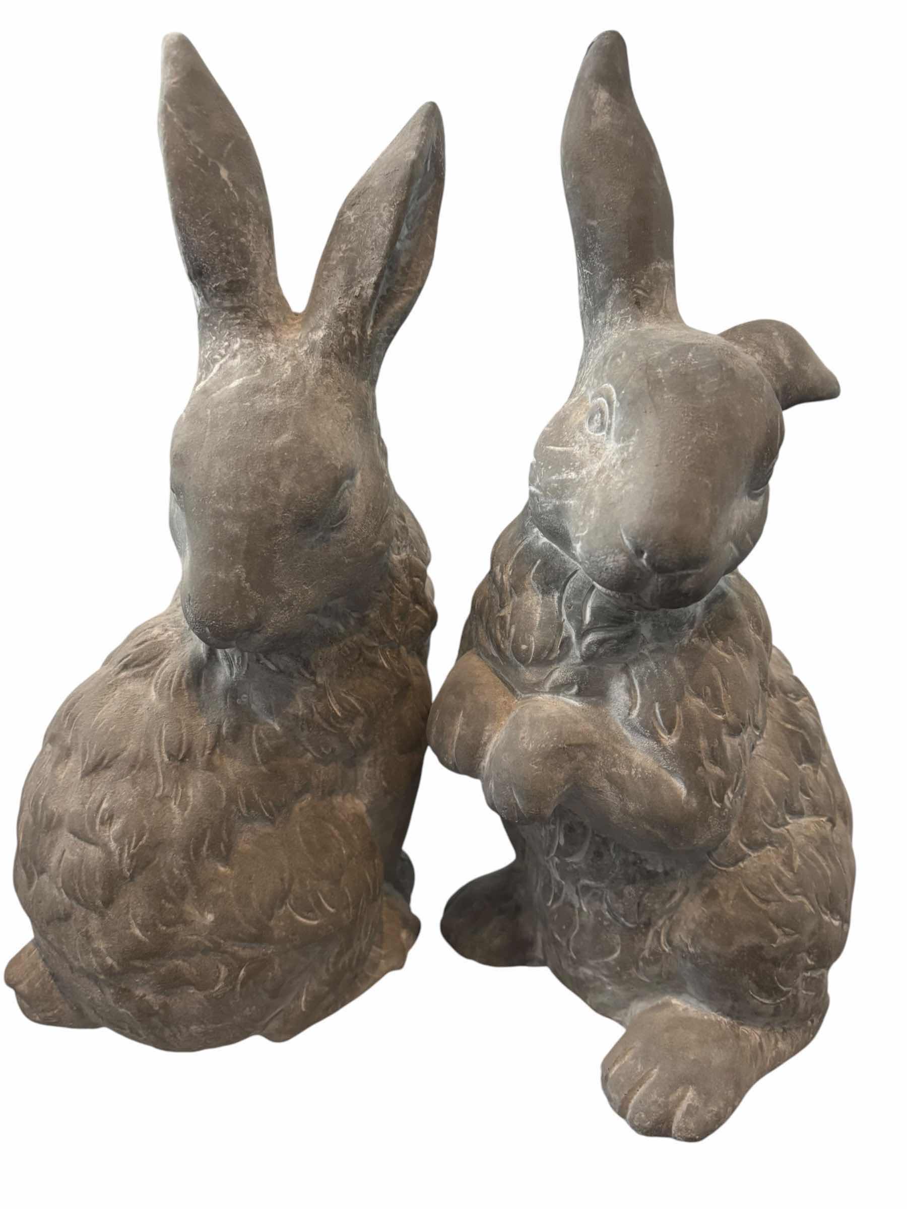 Photo 1 of TWO PLASTER RABBIT STATUES H13”