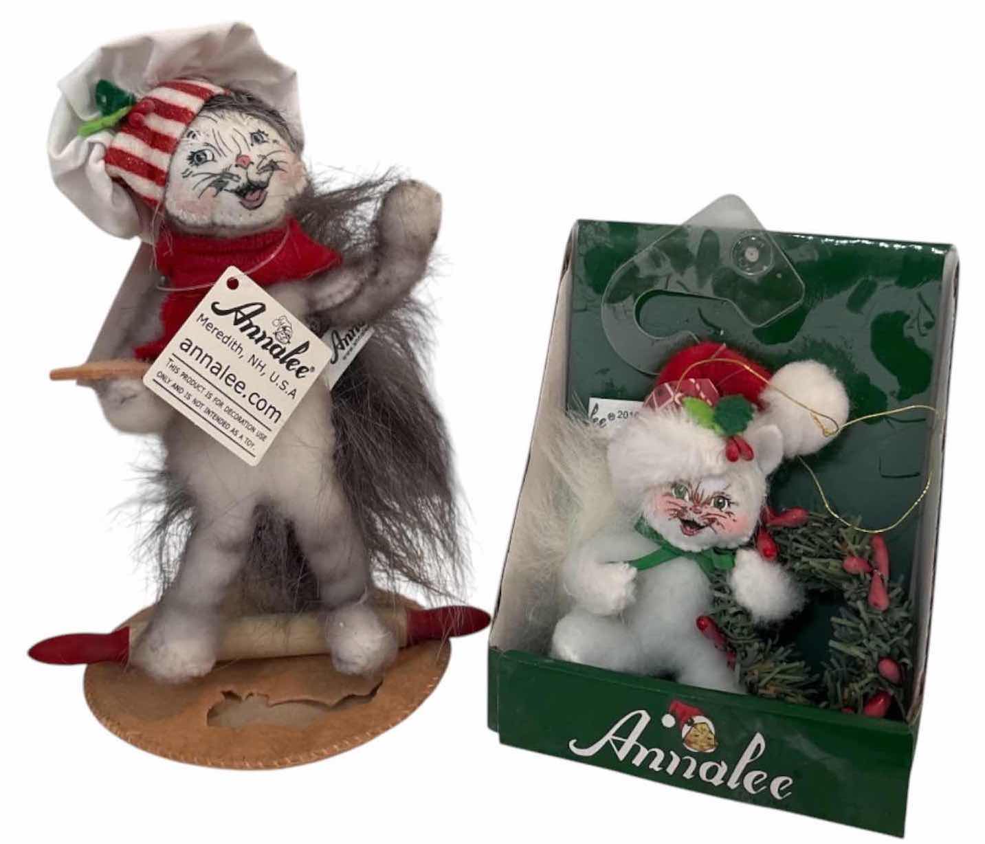 Photo 1 of NWT 3-PCS ANNALEE CHRISTMAS MOUSE FIGURINE AND ORNAMENT H6.5”
