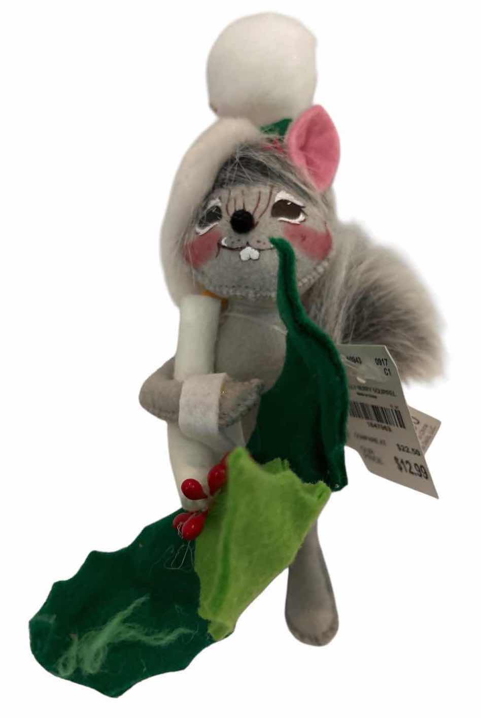 Photo 1 of 2-PCS ANNALEE CHRISTMAS MICE HOLIDAY FIGURES WITH CANDY CANES & TREE H6.5”