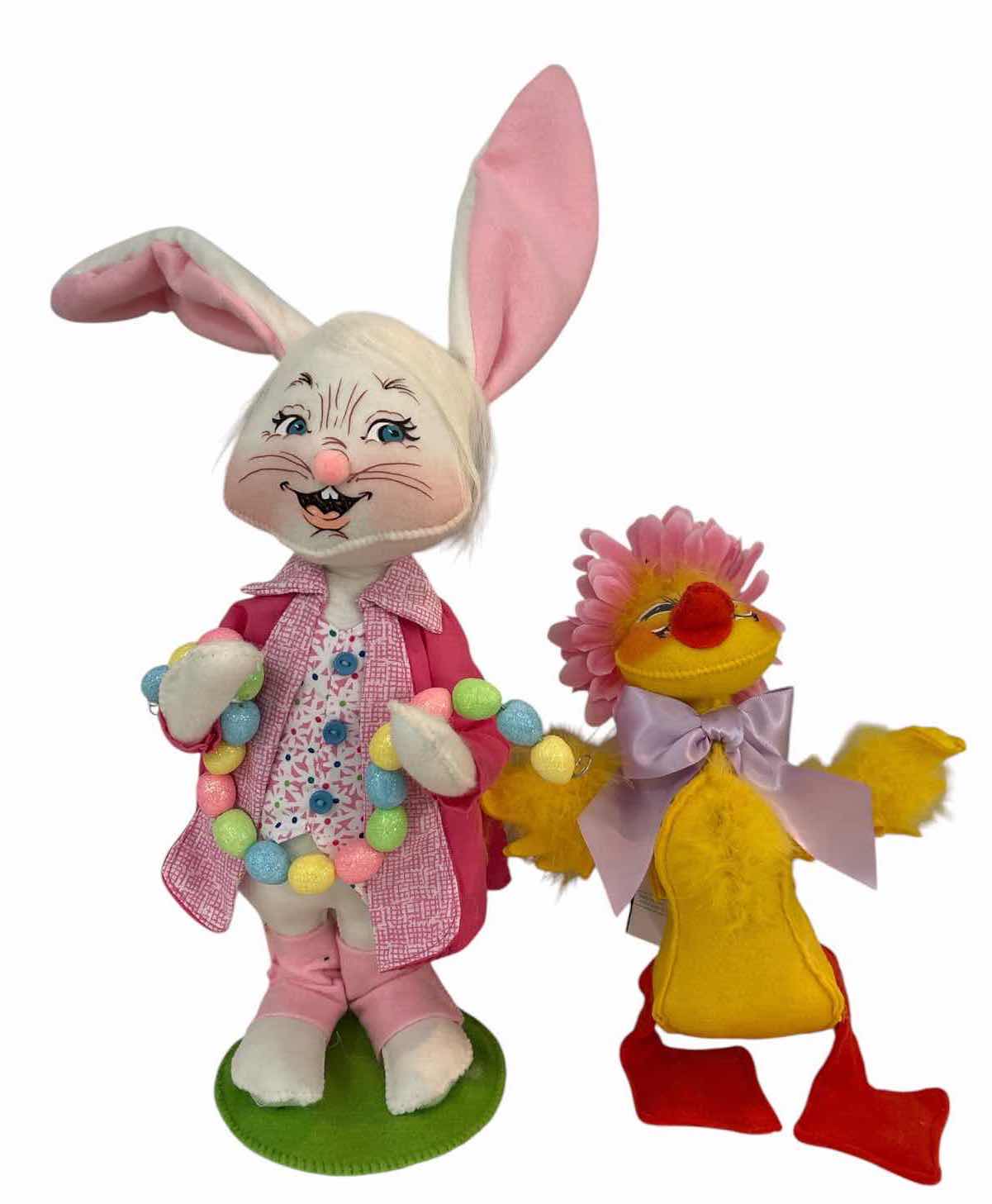 Photo 1 of NWT 2-PCS ANNALEE EASTER BUNNY & SPRING DUCK FIGURES H16”