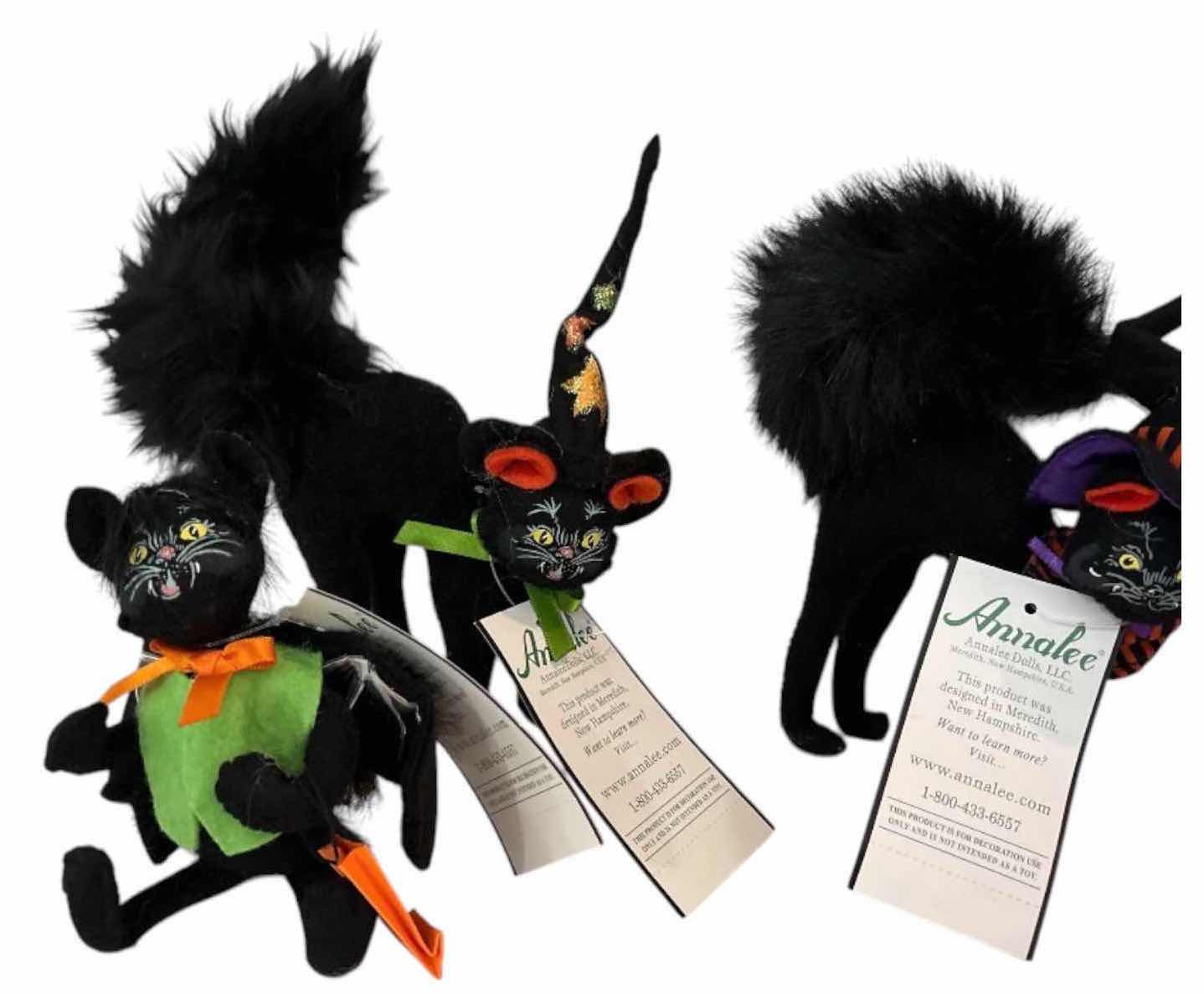 Photo 1 of NWT 6-PCS VINTAGE ANNALEE HALLOWEEN CATS AND MOUSE H7”