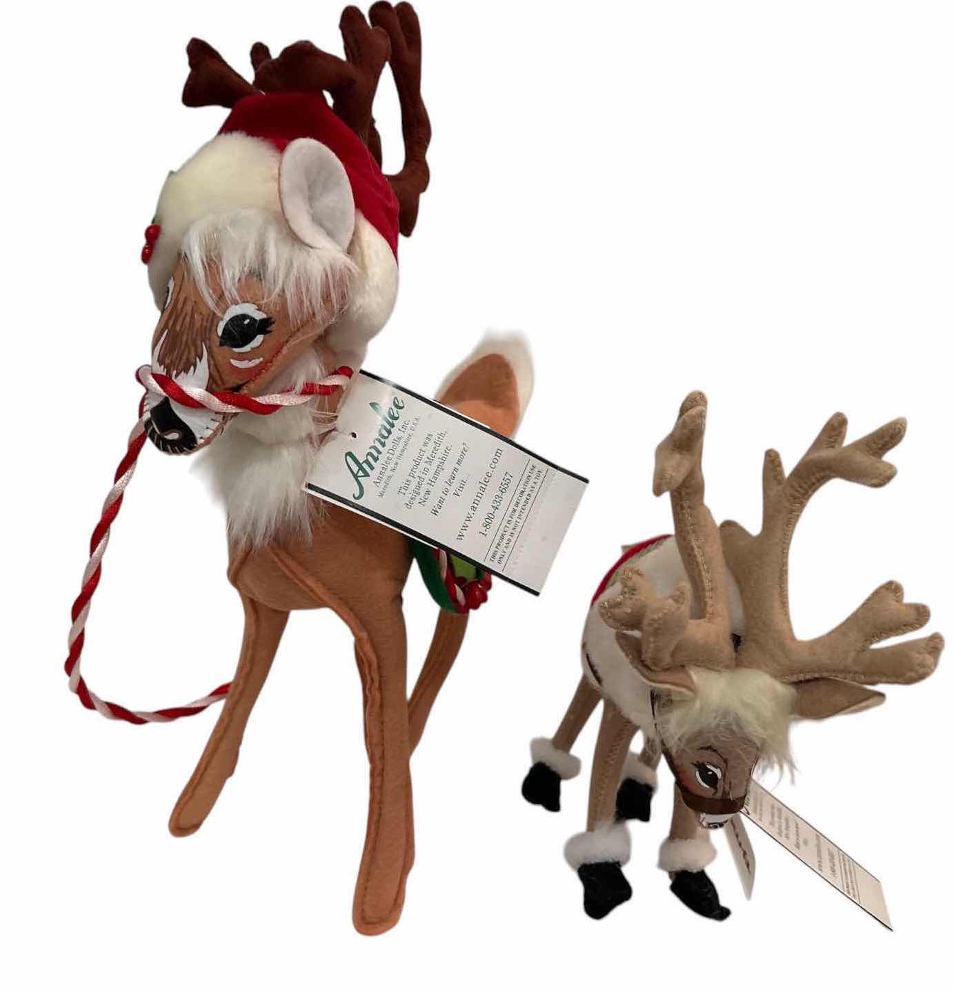 Photo 1 of NWT 3-PCS VINTAGE ANNALEE  CHRISTMAS REINDEER AND SHARK FIGURINE H10.5”