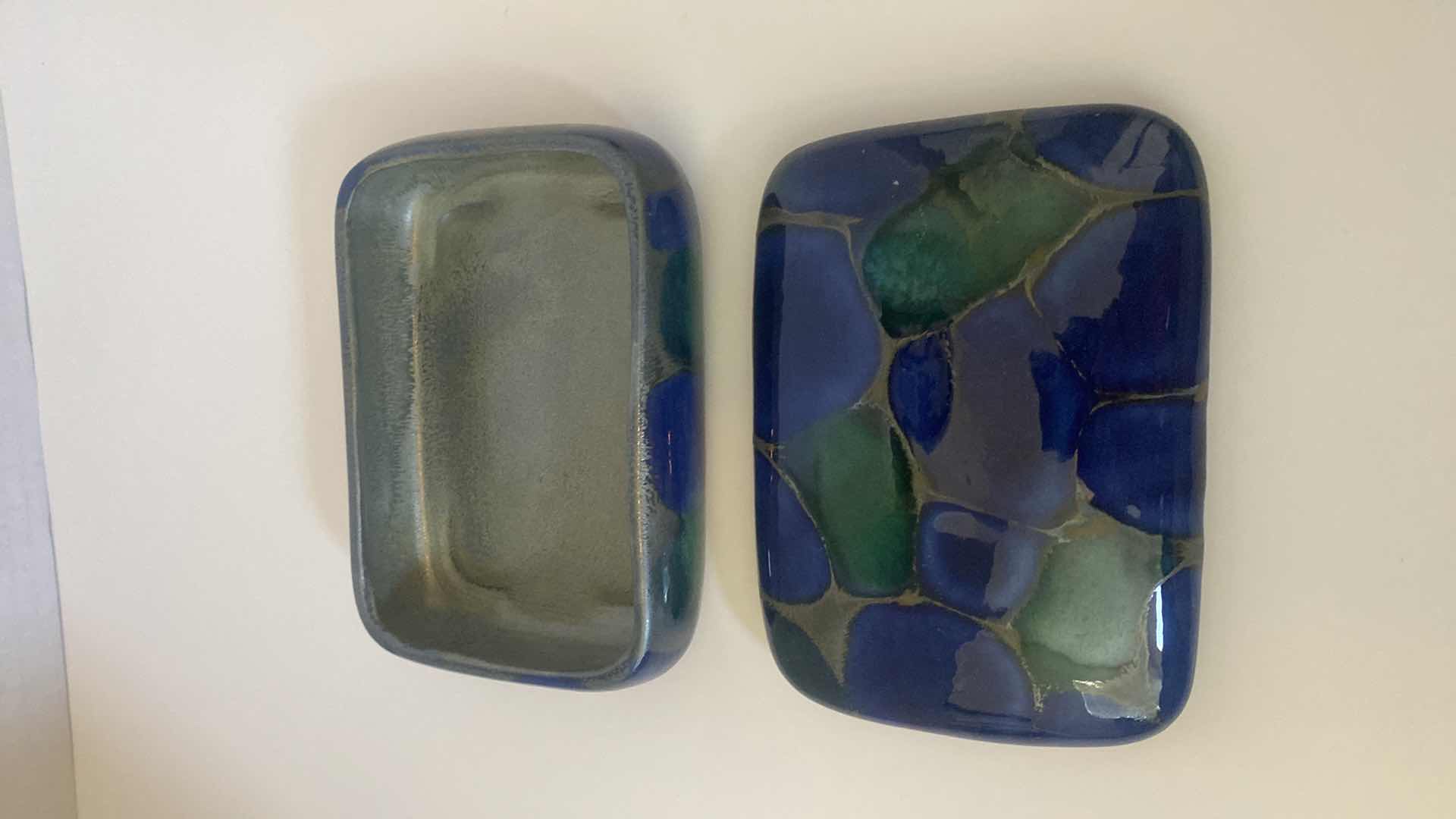 Photo 1 of GLAZED POTTERY TRINKET BOX 6” X 4”