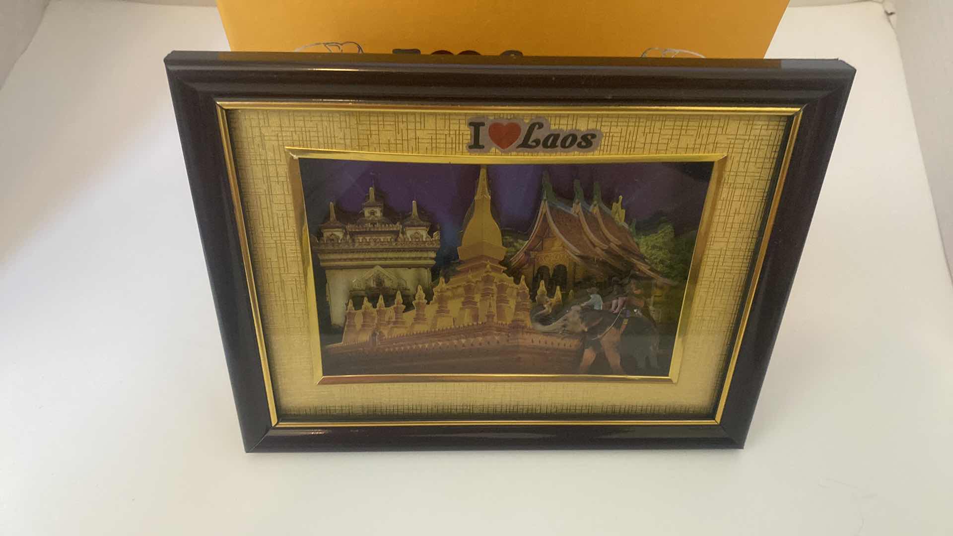Photo 1 of FRAMED 3-D SOUVENIR PHOTO "PHA THAT LUANG MONUMENT" IN LAOS 9” X 7” WITH GIFT BOX