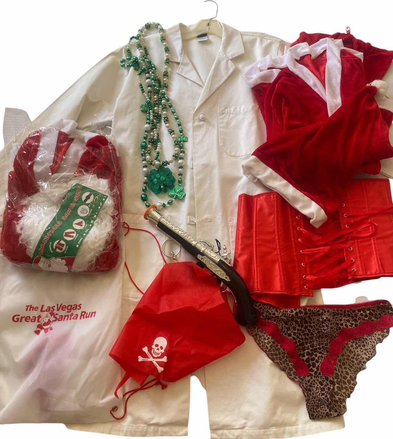 Photo 1 of HALLOWEEN COSTUMES SANTA AND DOCTORS LAB COAT AND PIRATE ACCESSORIES