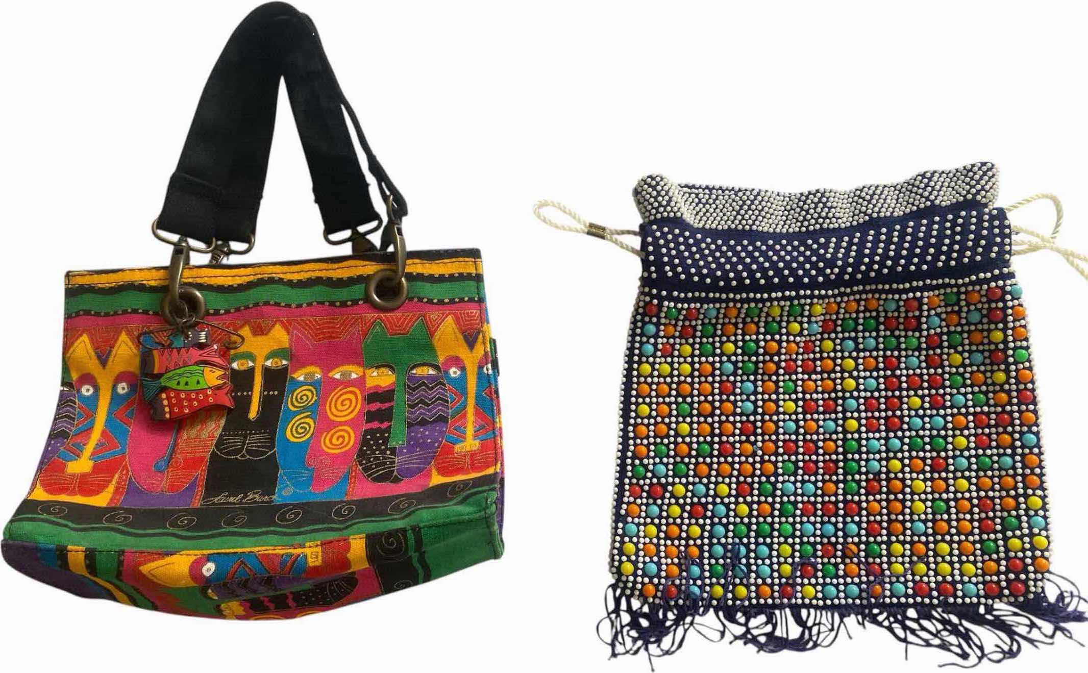 Photo 1 of VINTAGE LAUREL, BIRCH CANVAS, CAT BAG & VINTAGE CRAYOLA COLOR, PALETTE BEADED BAG