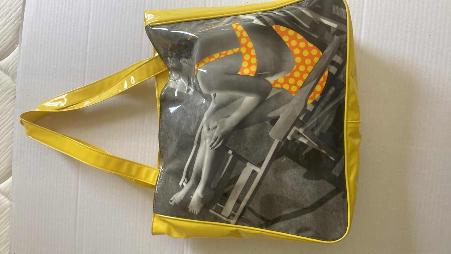 Photo 1 of VINYL BEACH TOTE & TRAVEL ACCESSORIES DOPP BAG/ SELFIE STICK, /LUGGAGE TAGS, SMALL BINOCULARS & BANDANA