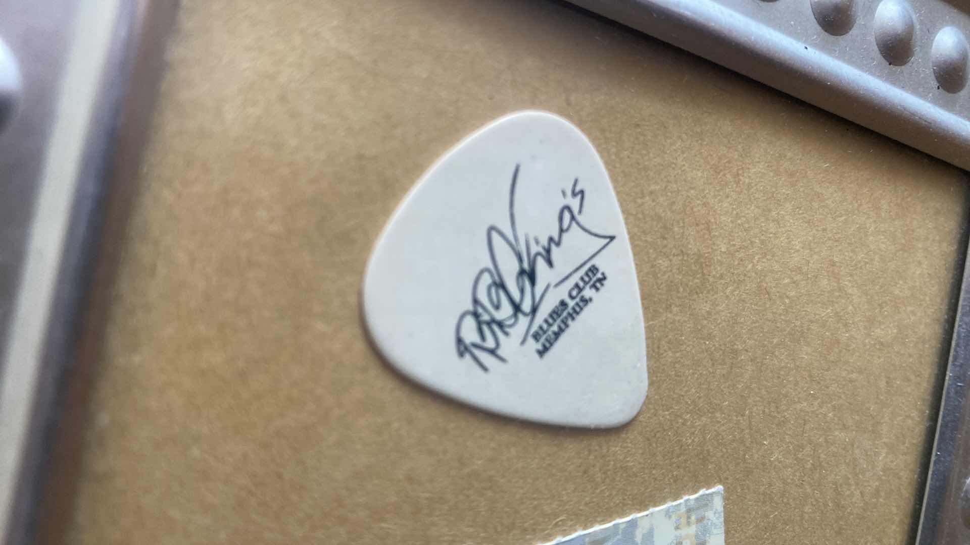 Photo 1 of BB KING FRAMED TICKET AND SIGNED GUITAR PICK