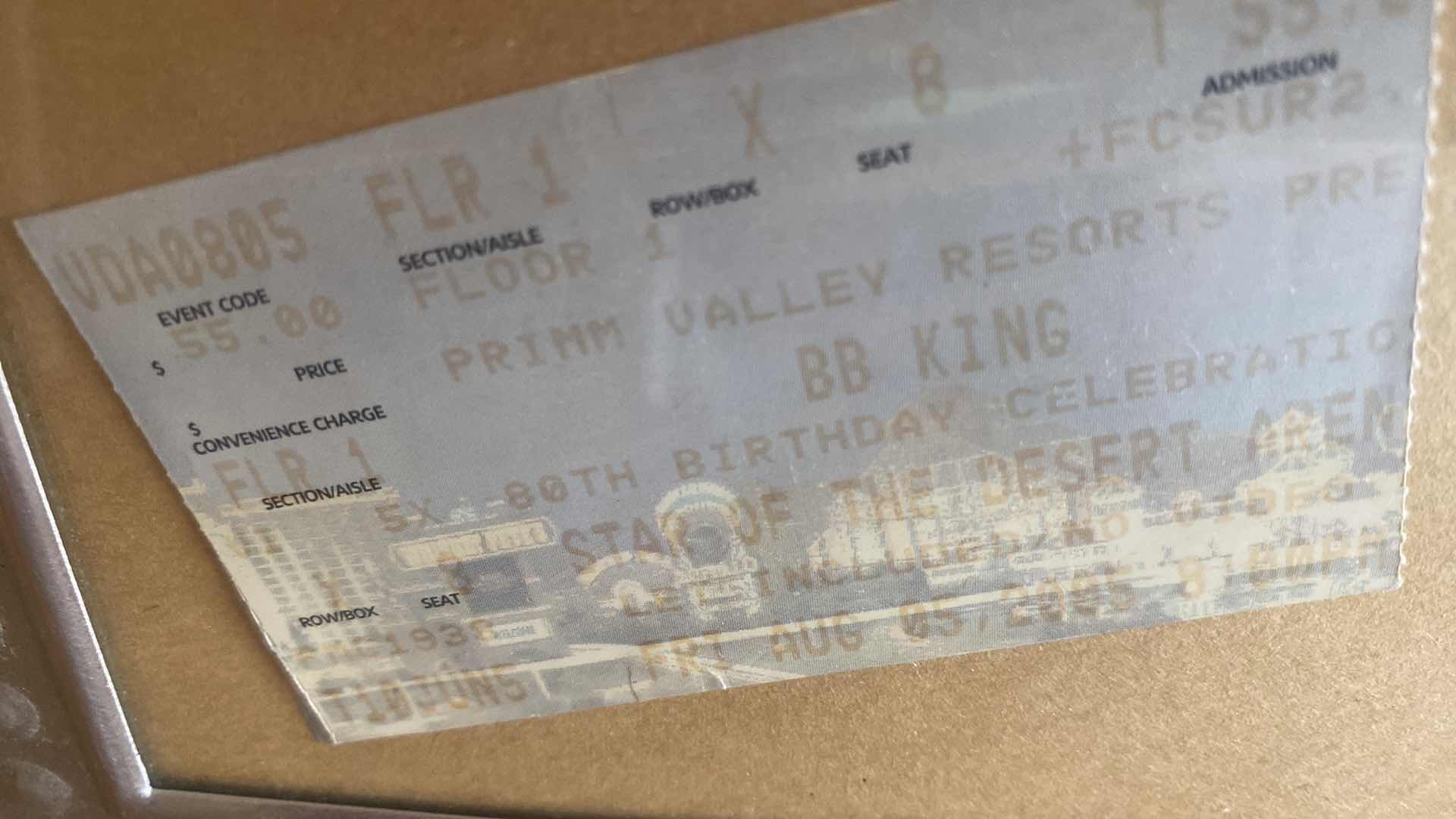 Photo 1 of BB KING FRAMED TICKET AND SIGNED GUITAR PICK