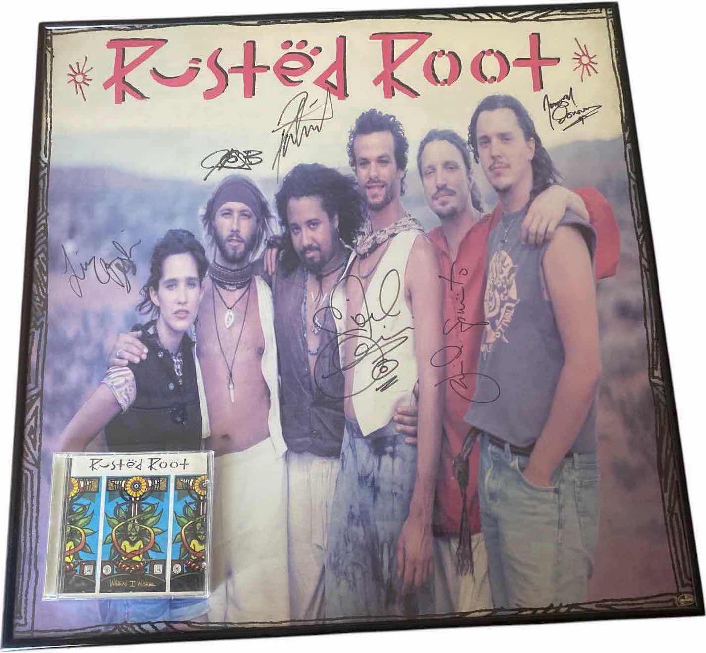 Photo 1 of FRAMED RUSTED ROOT AUTOGRAPHED POSTER WITH CD ARTWORK 24” X 24”
