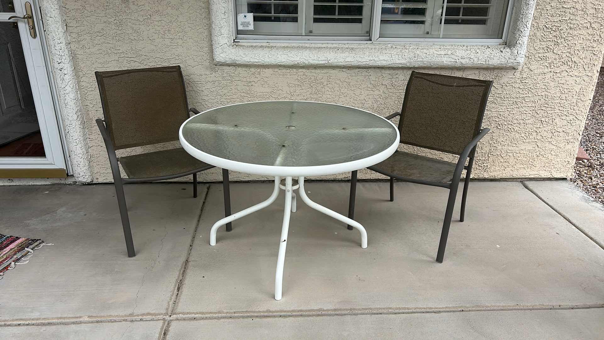 View 2 of OUTDOOR METAL TABLE AND TWO CHAIRS 42“ x H28 1/4“