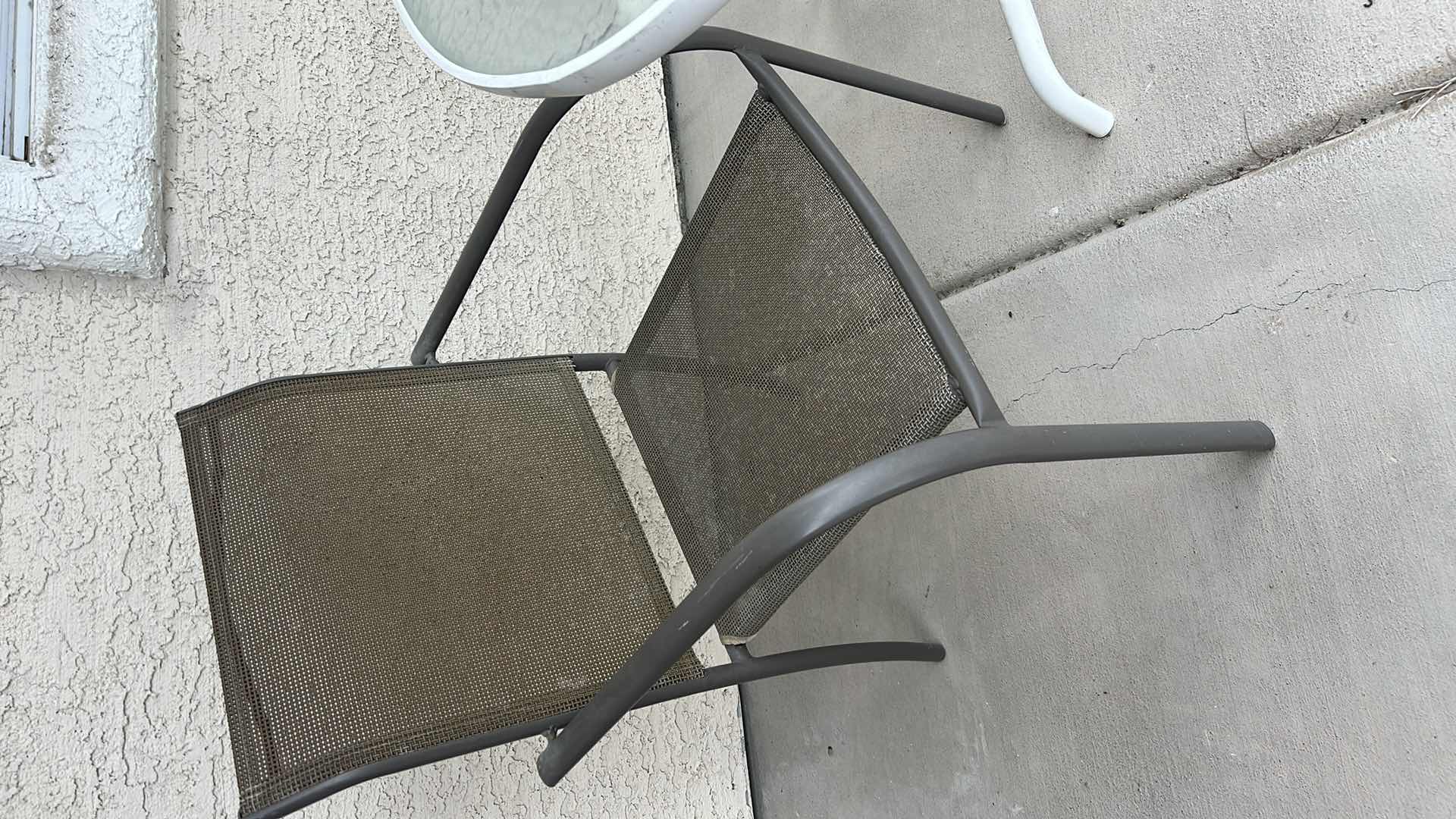 View 5 of OUTDOOR METAL TABLE AND TWO CHAIRS 42“ x H28 1/4“