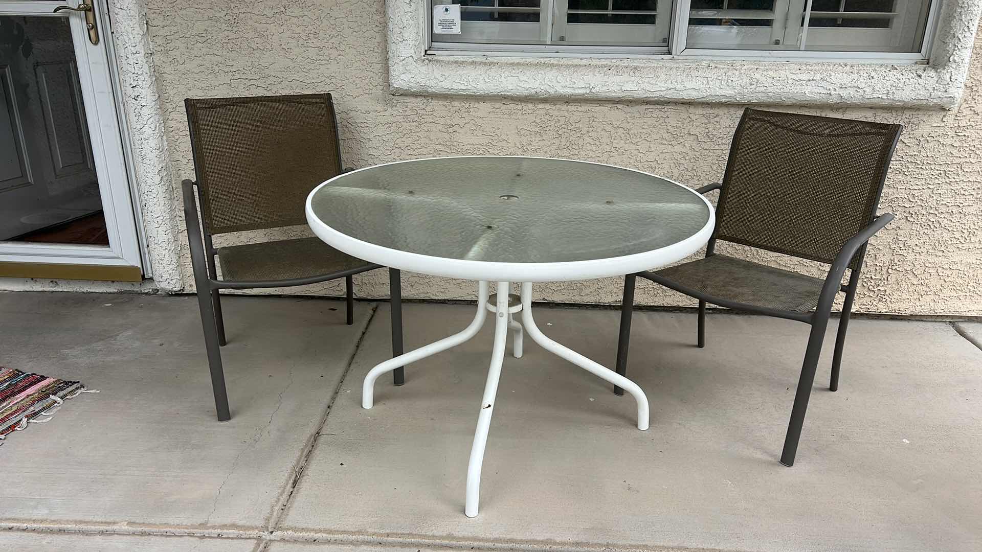 View 4 of OUTDOOR METAL TABLE AND TWO CHAIRS 42“ x H28 1/4“
