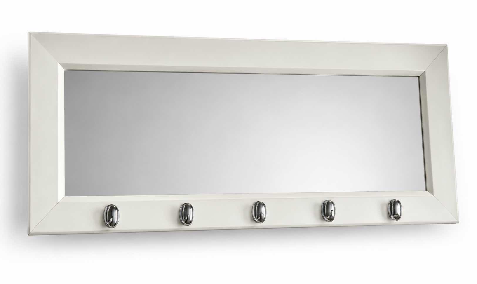 Photo 1 of DESIGN OVATION, WHITE PUB MIRROR FEATURING FIVE METAL HOOKS  36“ x H14“