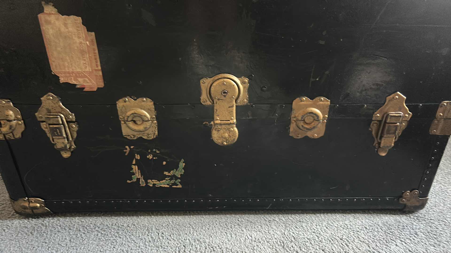 Photo 1 of ANTIQUE BLACK STEAMER TRUNK