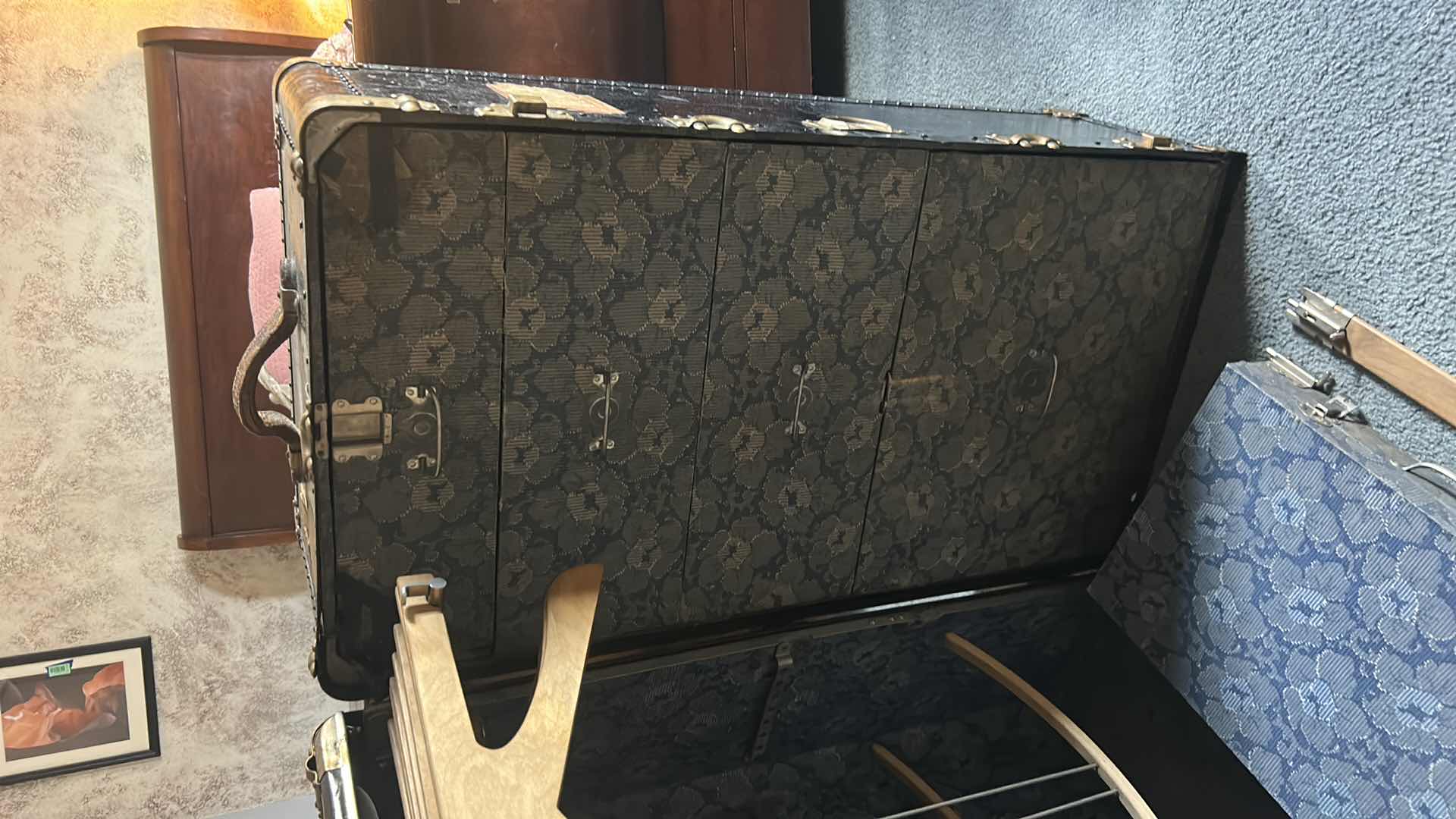 Photo 1 of ANTIQUE BLACK STEAMER TRUNK