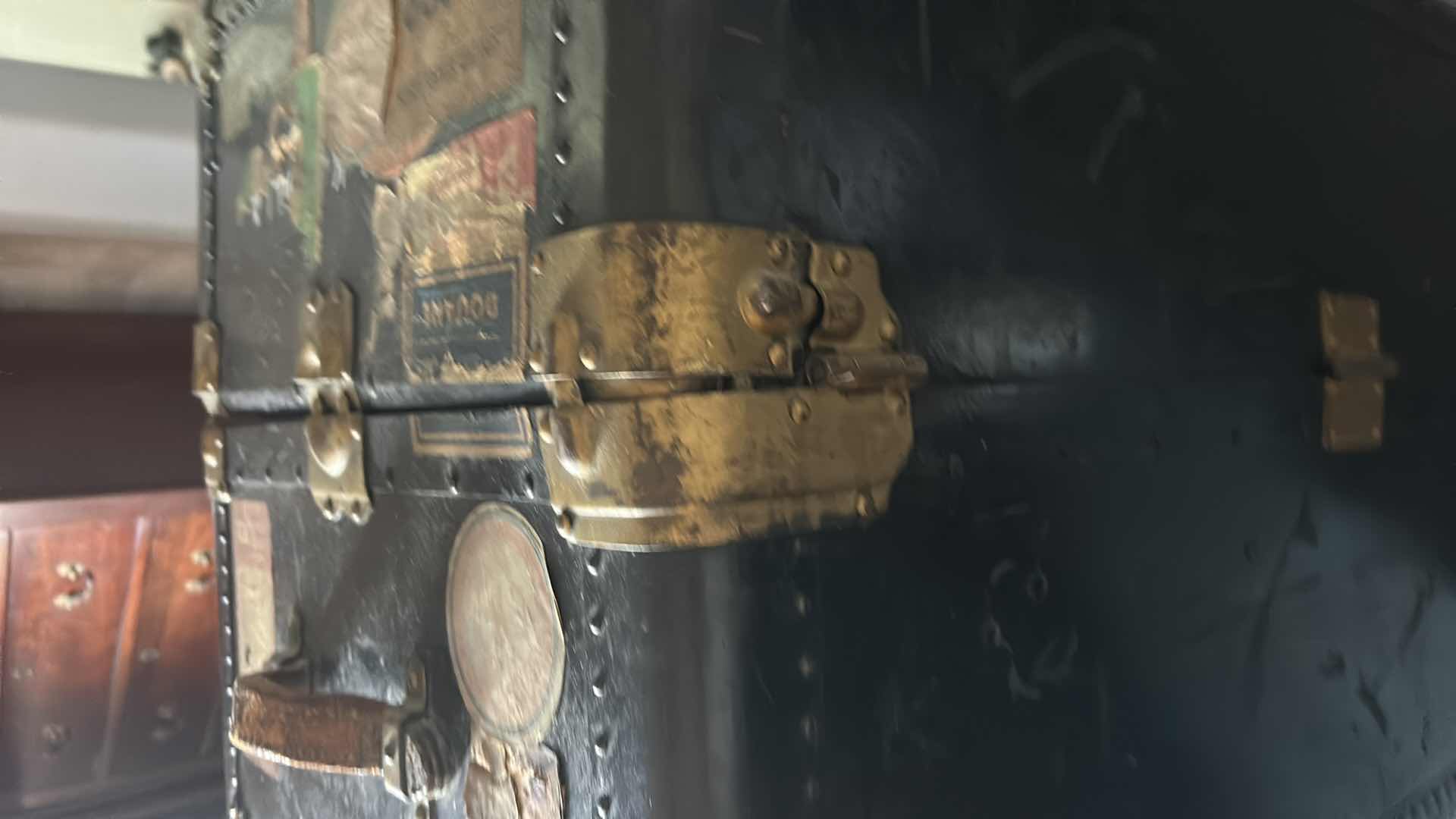 Photo 1 of ANTIQUE BLACK STEAMER TRUNK
