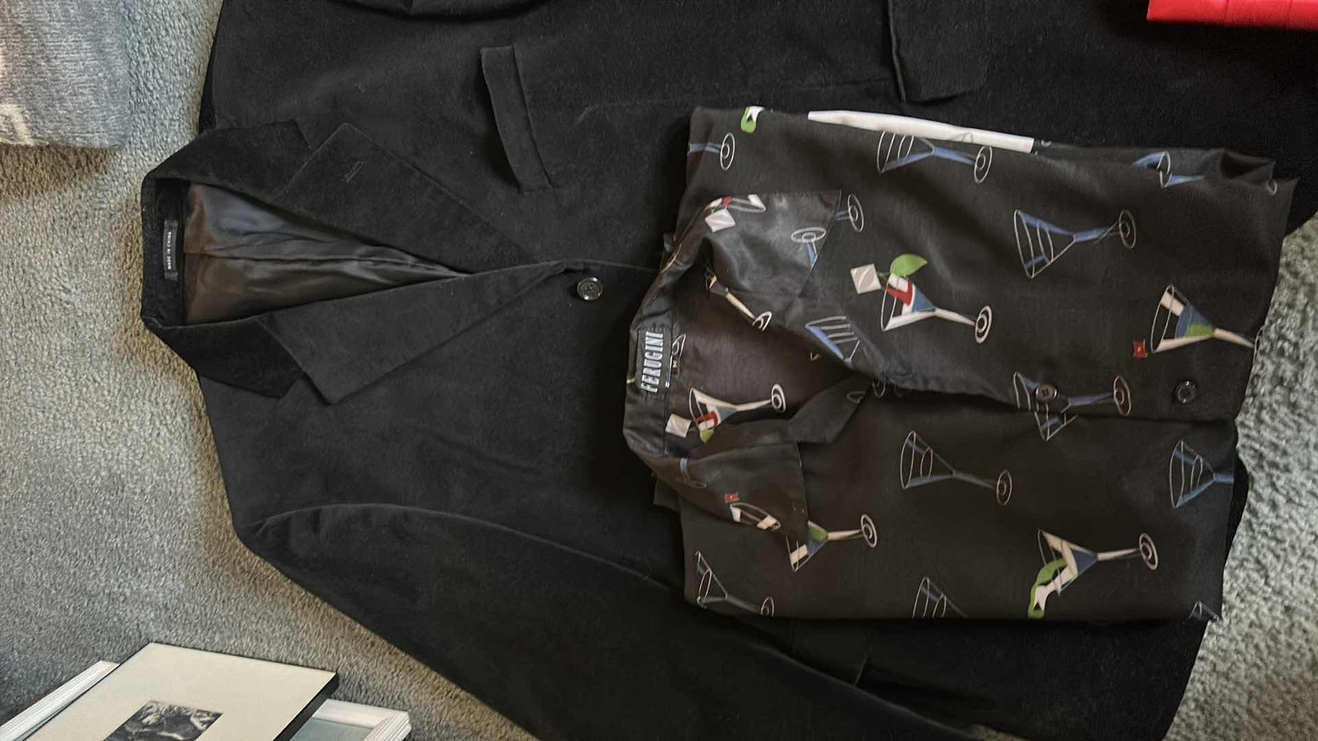Photo 1 of MEN’S CLOTHING ASSORTMENT – TUX SHIRT, JACKET, PANTS, AND MORE