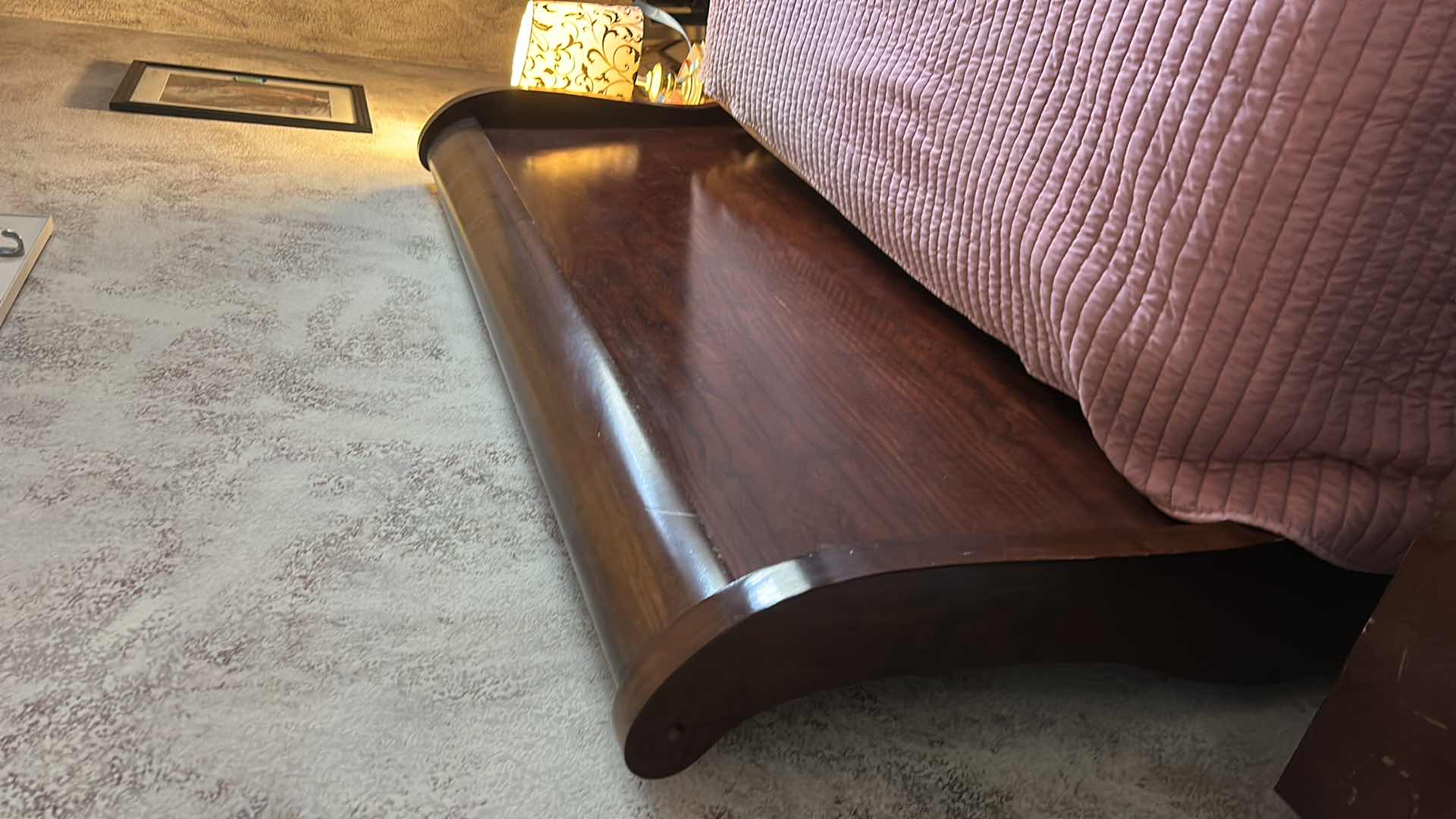 View 3 of SOLID WOOD QUEEN SIZE SLEIGH BED FEATURING A CLASSIC CHERRY, FINISH. 64“ x 95“ X 46 1/2”