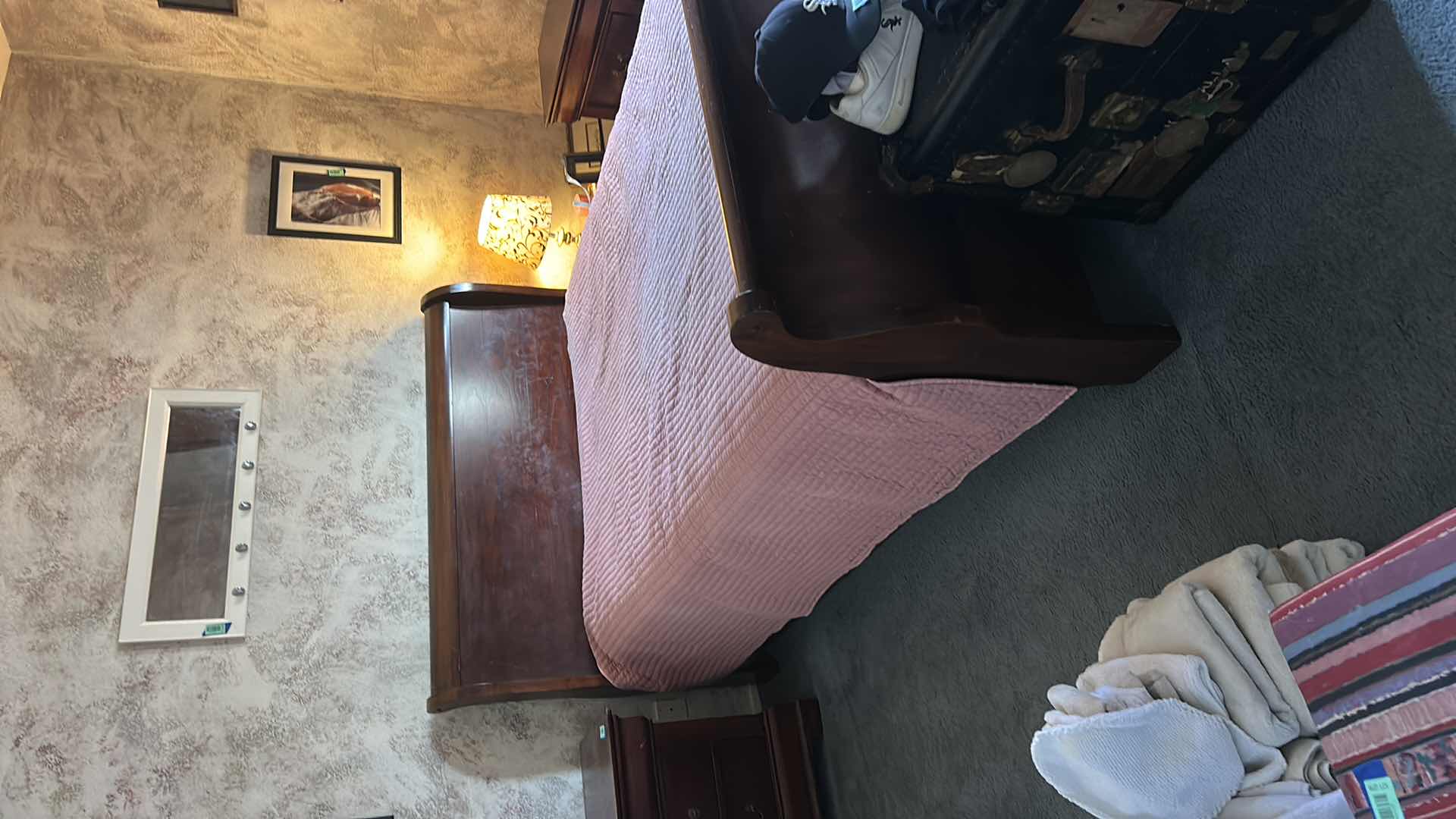 View 2 of SOLID WOOD QUEEN SIZE SLEIGH BED FEATURING A CLASSIC CHERRY, FINISH. 64“ x 95“ X 46 1/2”