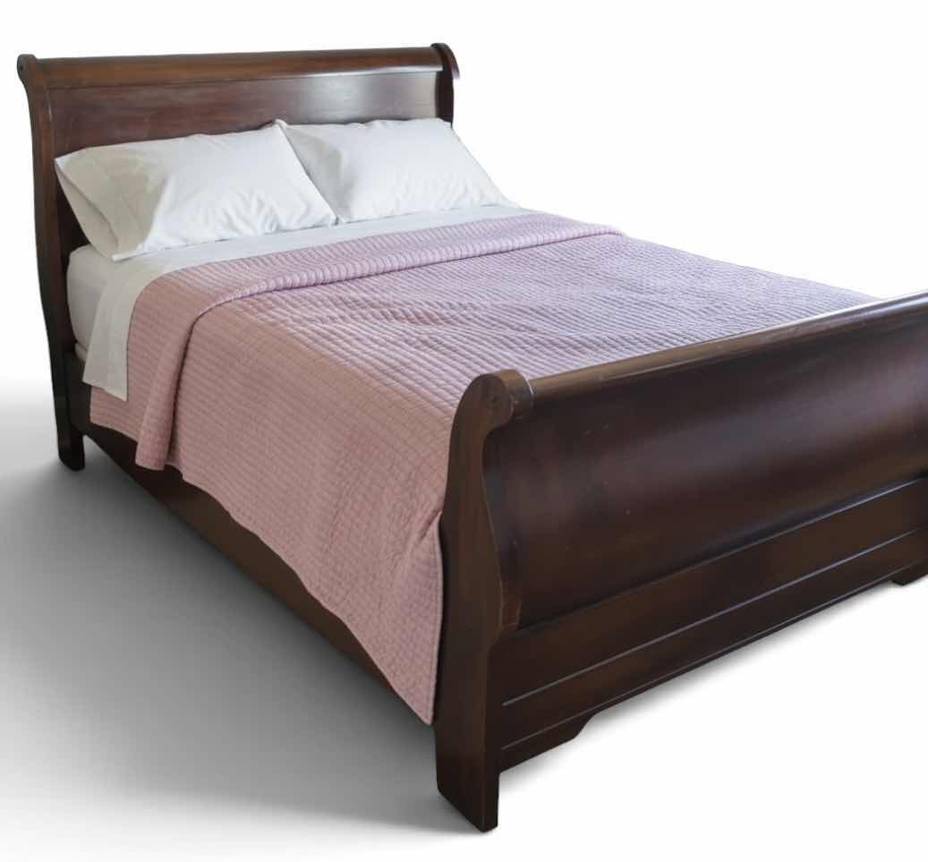 View 1 of SOLID WOOD QUEEN SIZE SLEIGH BED FEATURING A CLASSIC CHERRY, FINISH. 64“ x 95“ X 46 1/2”