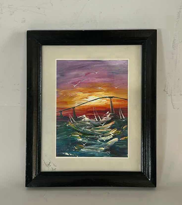 Photo 1 of FRAMED SIGNED BY ARTIST IMPRESSIONISTIC NAUTICAL PAINTING ARTWORK 10” x H12”