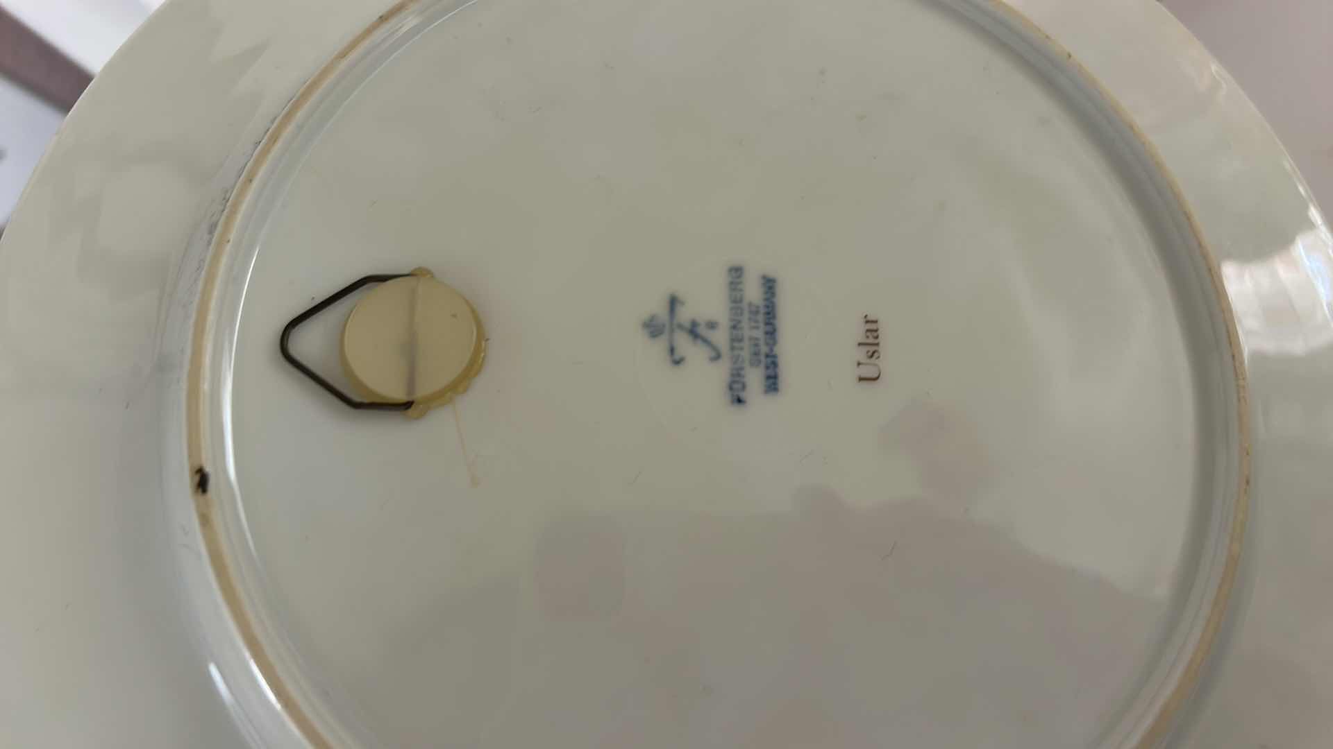 Photo 1 of VINTAGE GERMAN PORCELAIN PLATE AND VINTAGE CRANBERRY VASE