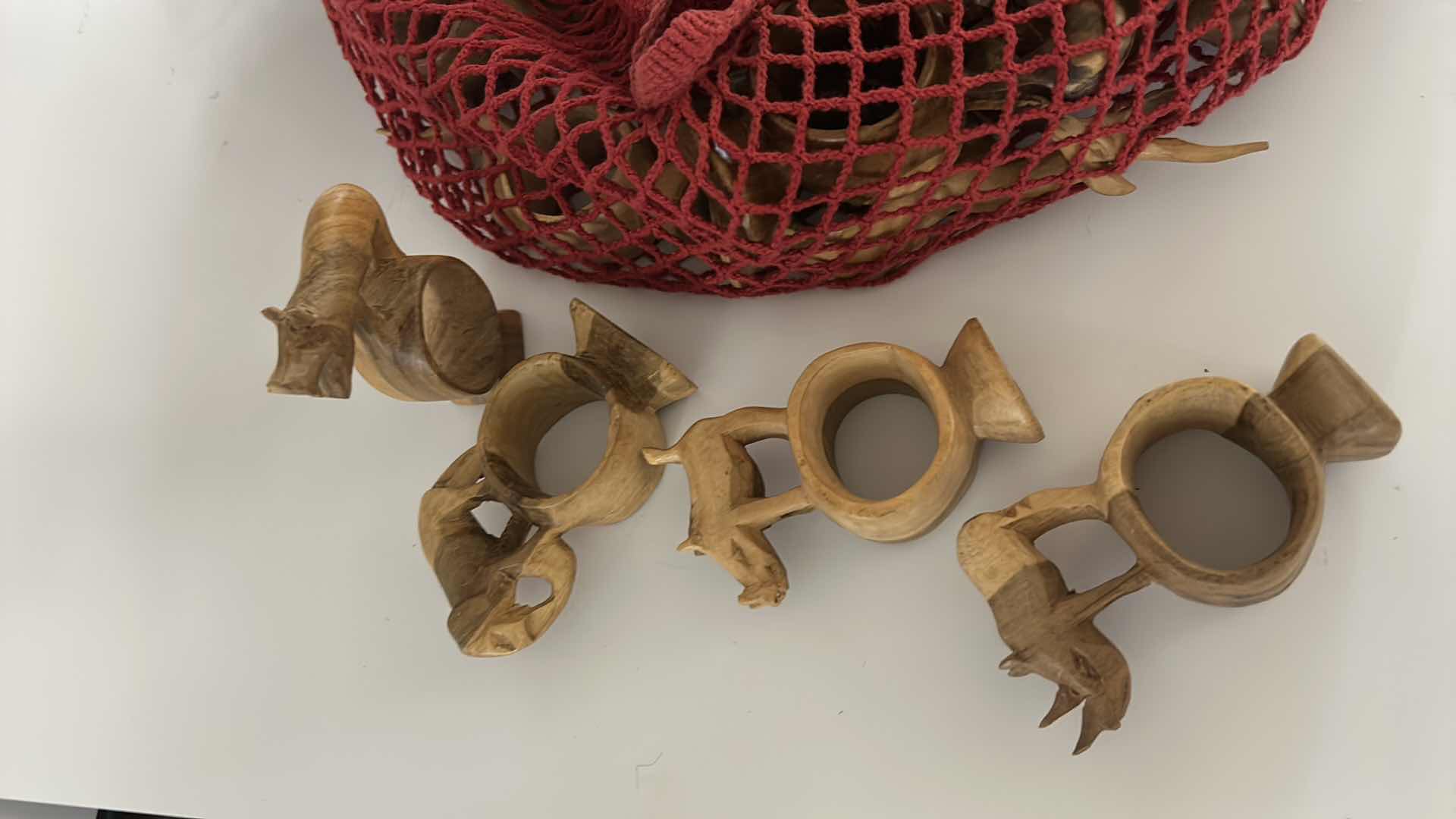 Photo 1 of HAND CARVED AFRICAN SAFARI ANIMAL NAPKIN RING HOLDERS