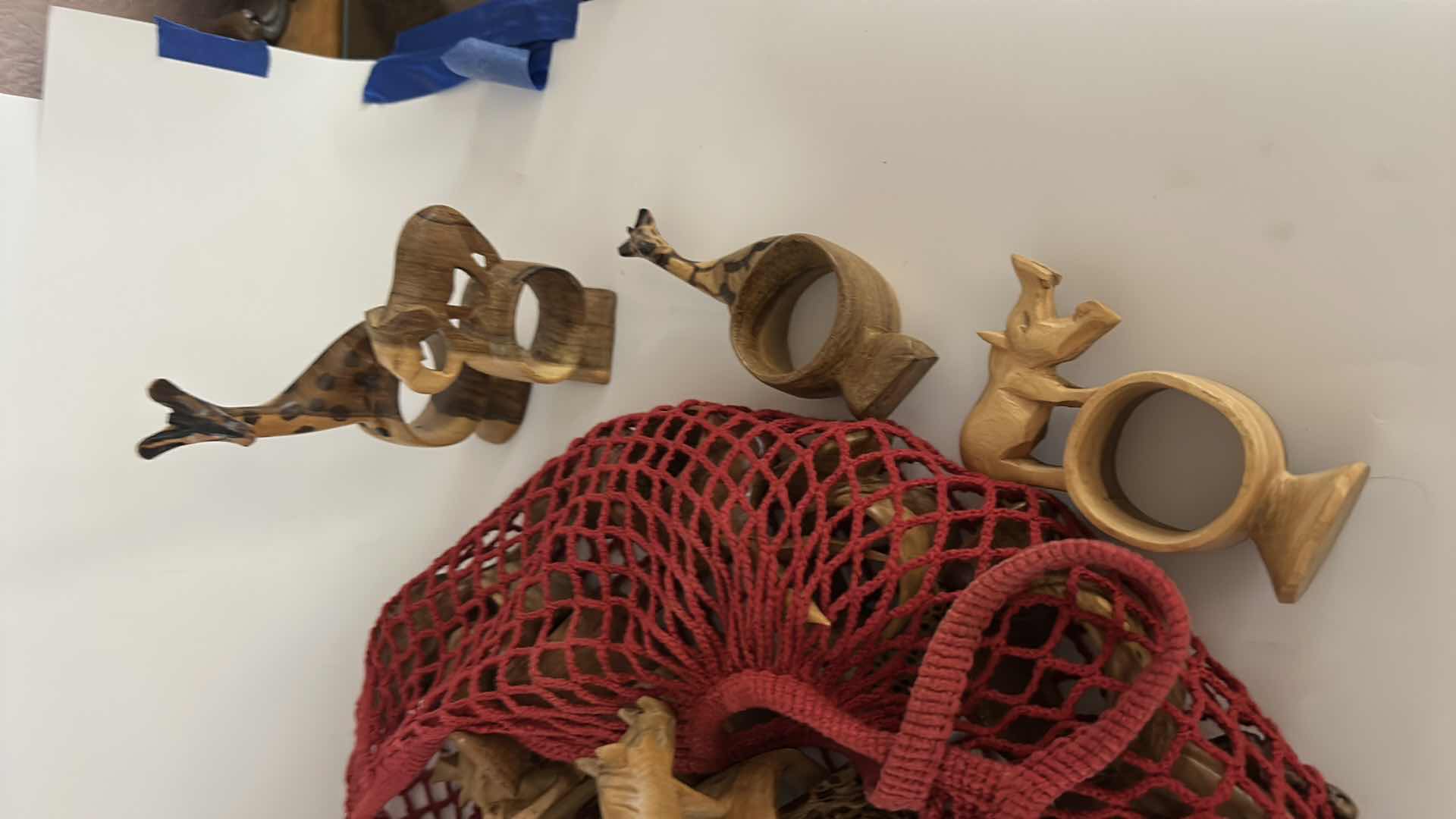 Photo 1 of HAND CARVED AFRICAN SAFARI ANIMAL NAPKIN RING HOLDERS