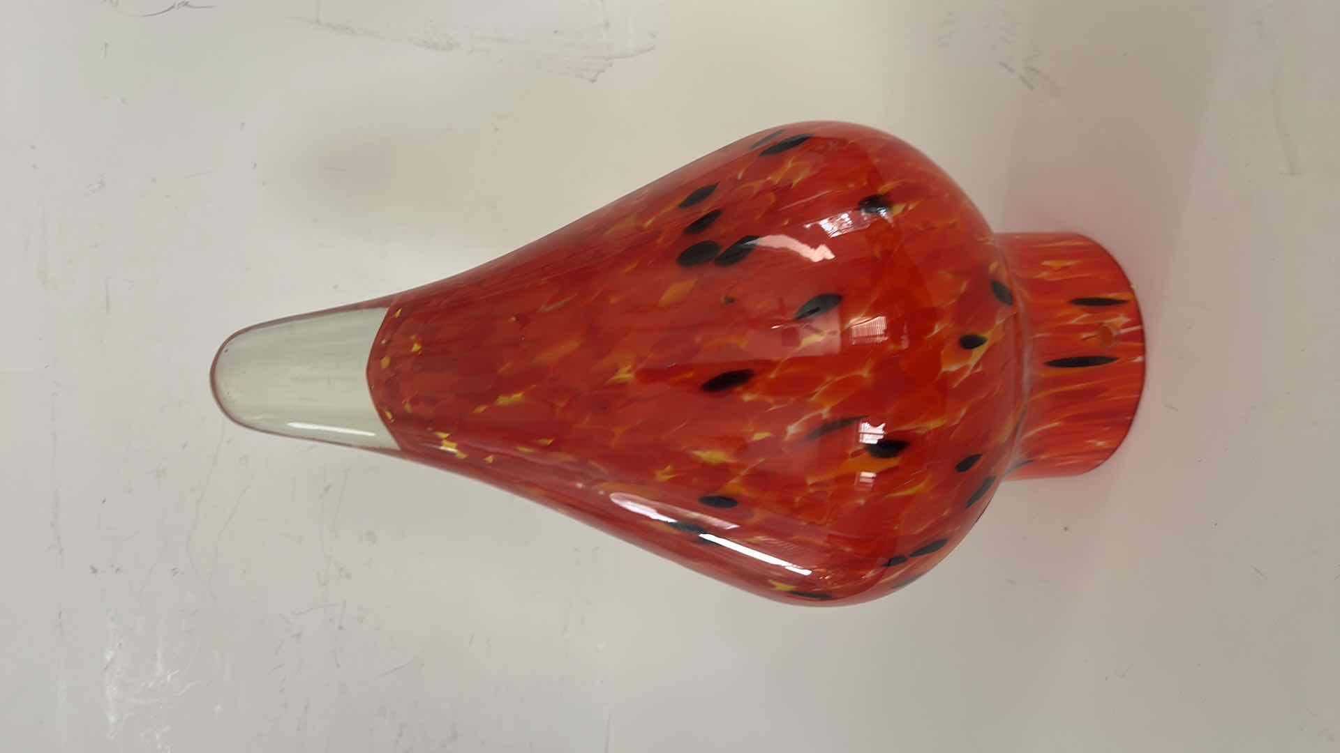 Photo 1 of HANDBLOWN TEARDROP SHAPED ART GLASS PENDANT LIGHT SHADE. 15”