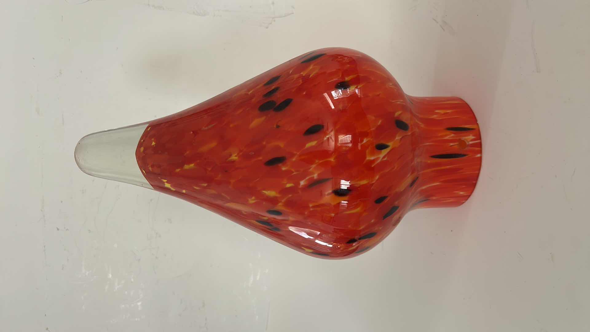 Photo 1 of HANDBLOWN TEARDROP SHAPED ART GLASS PENDANT LIGHT SHADE. 15”