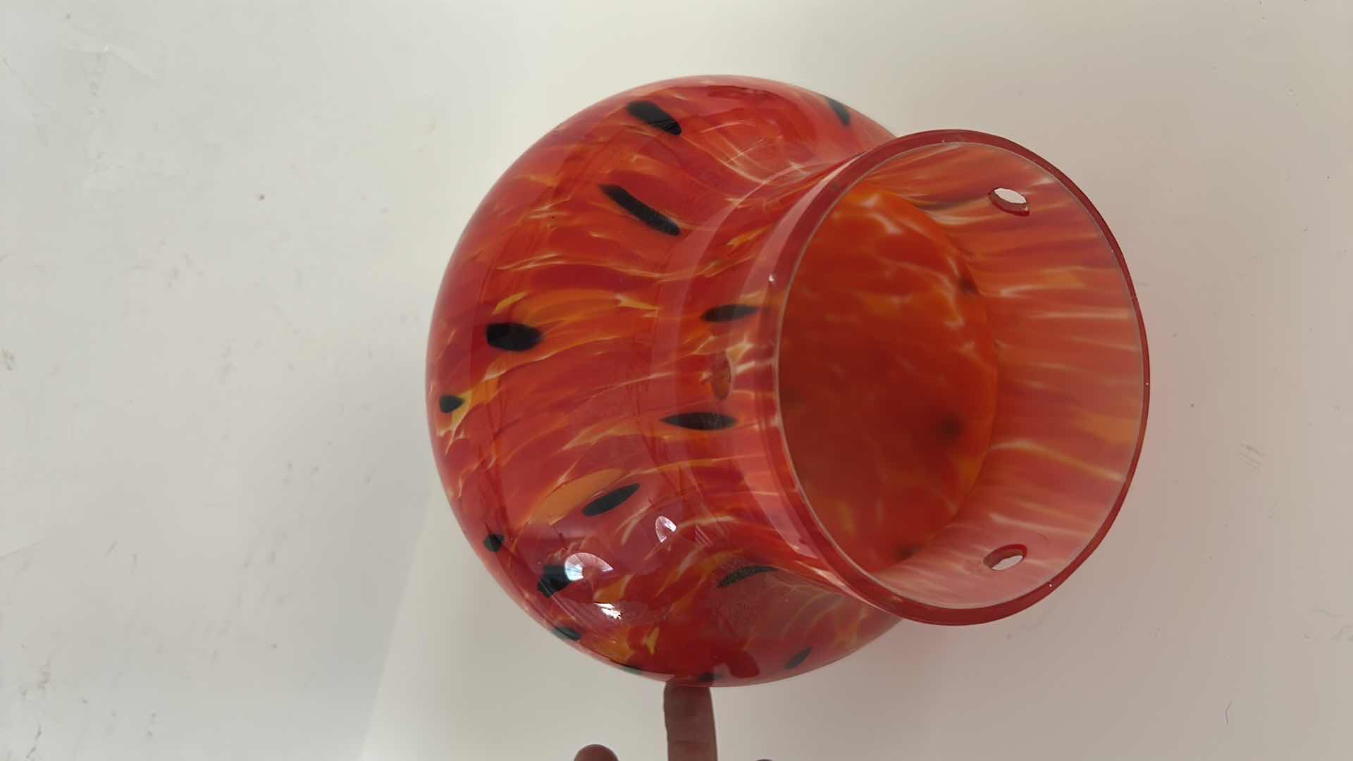 Photo 1 of HANDBLOWN TEARDROP SHAPED ART GLASS PENDANT LIGHT SHADE. 15”
